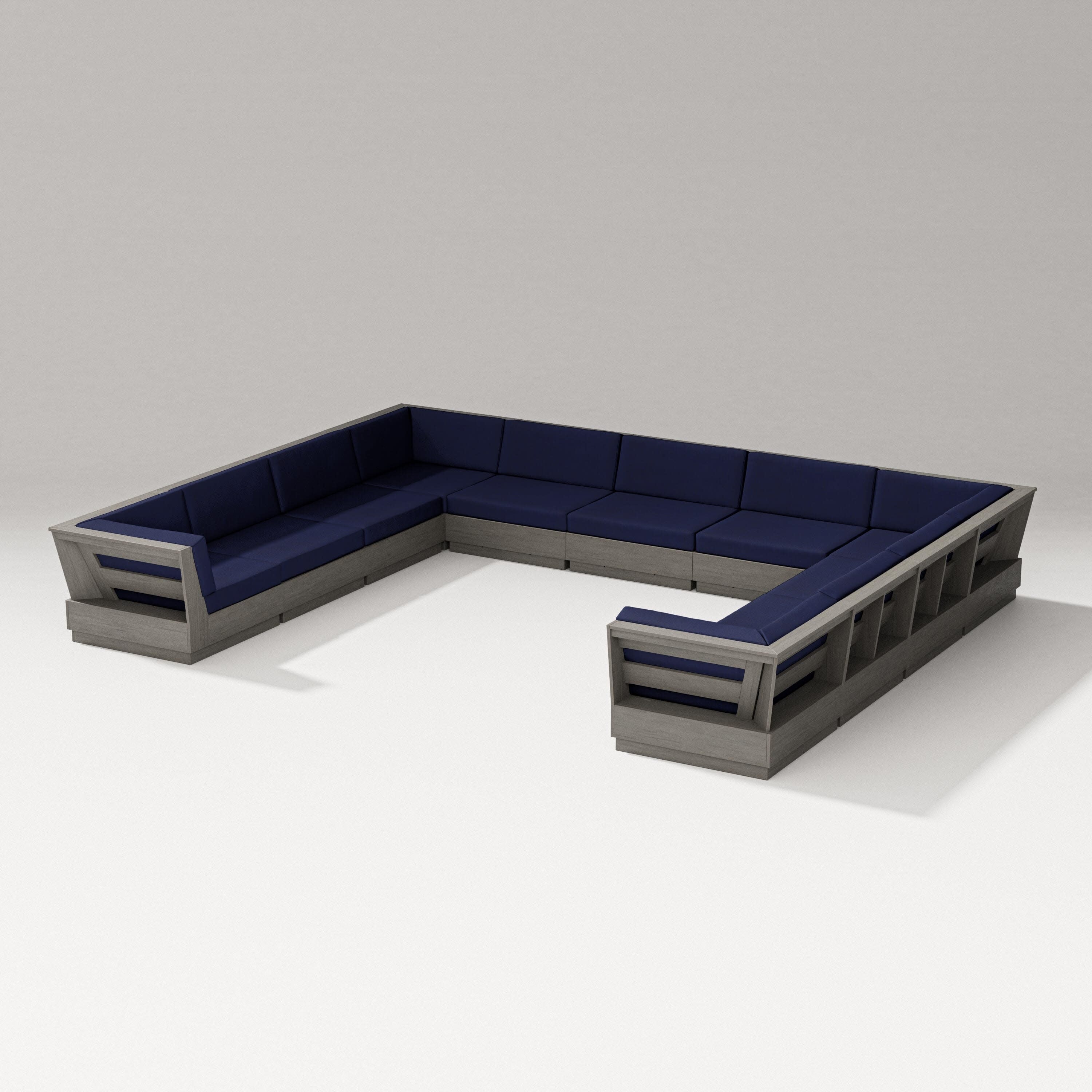 Elevate Large U-Shaped Sectional in Driftwood / Navy