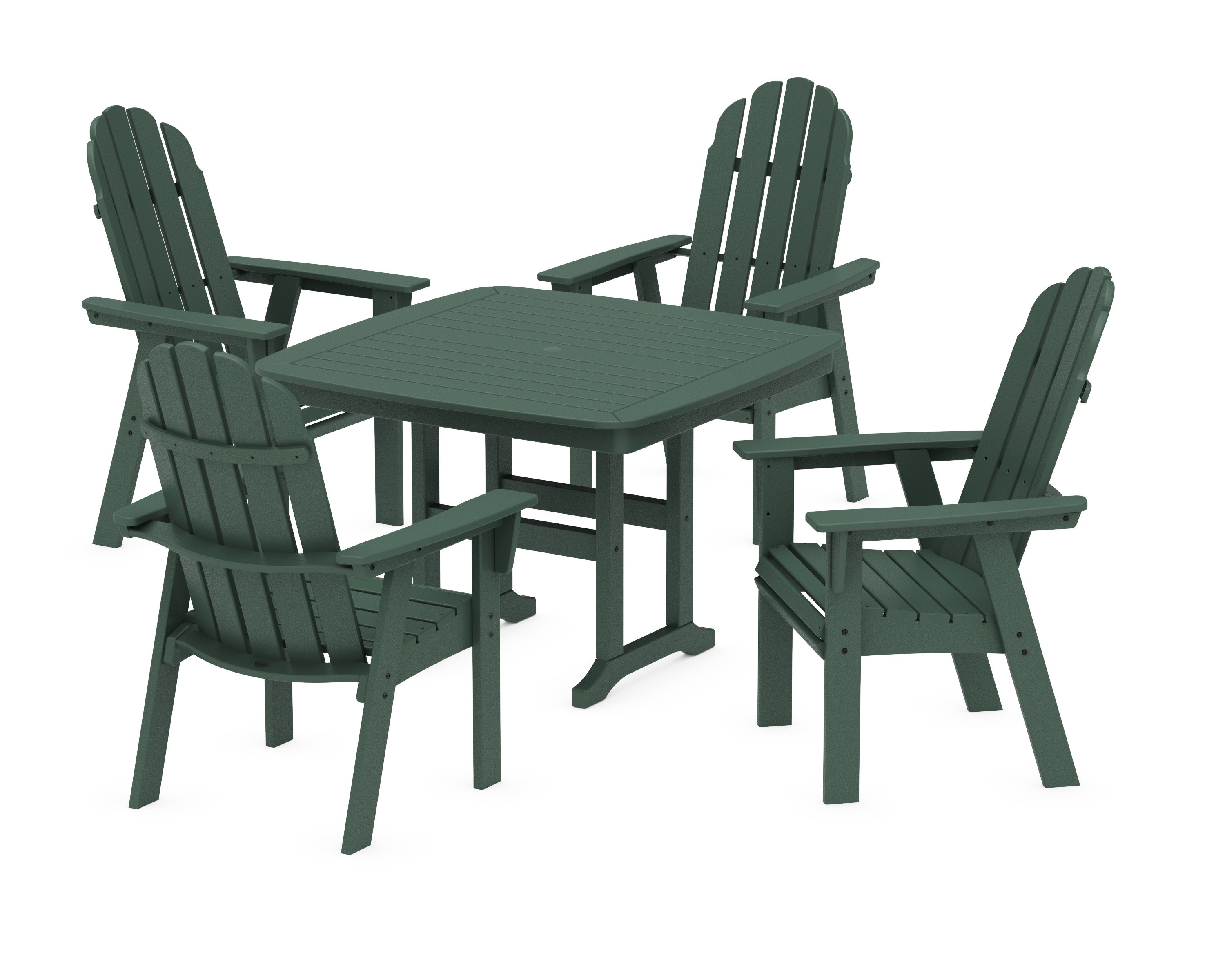 Vineyard Curveback Adirondack 5-Piece Dining Set in Green