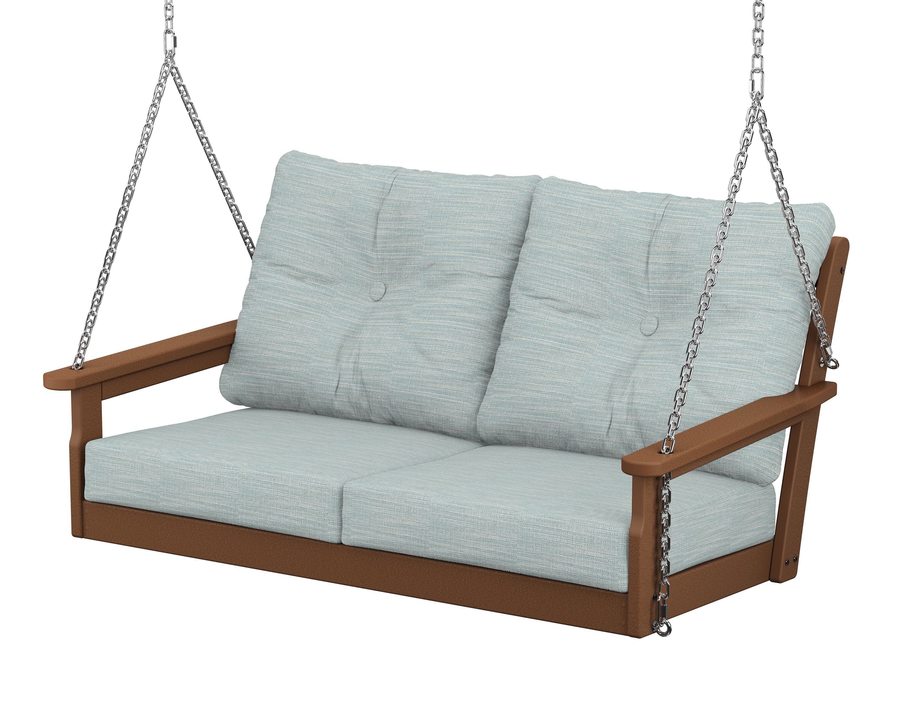 Vineyard Deep Seating Swing in Teak / Soothe Mist