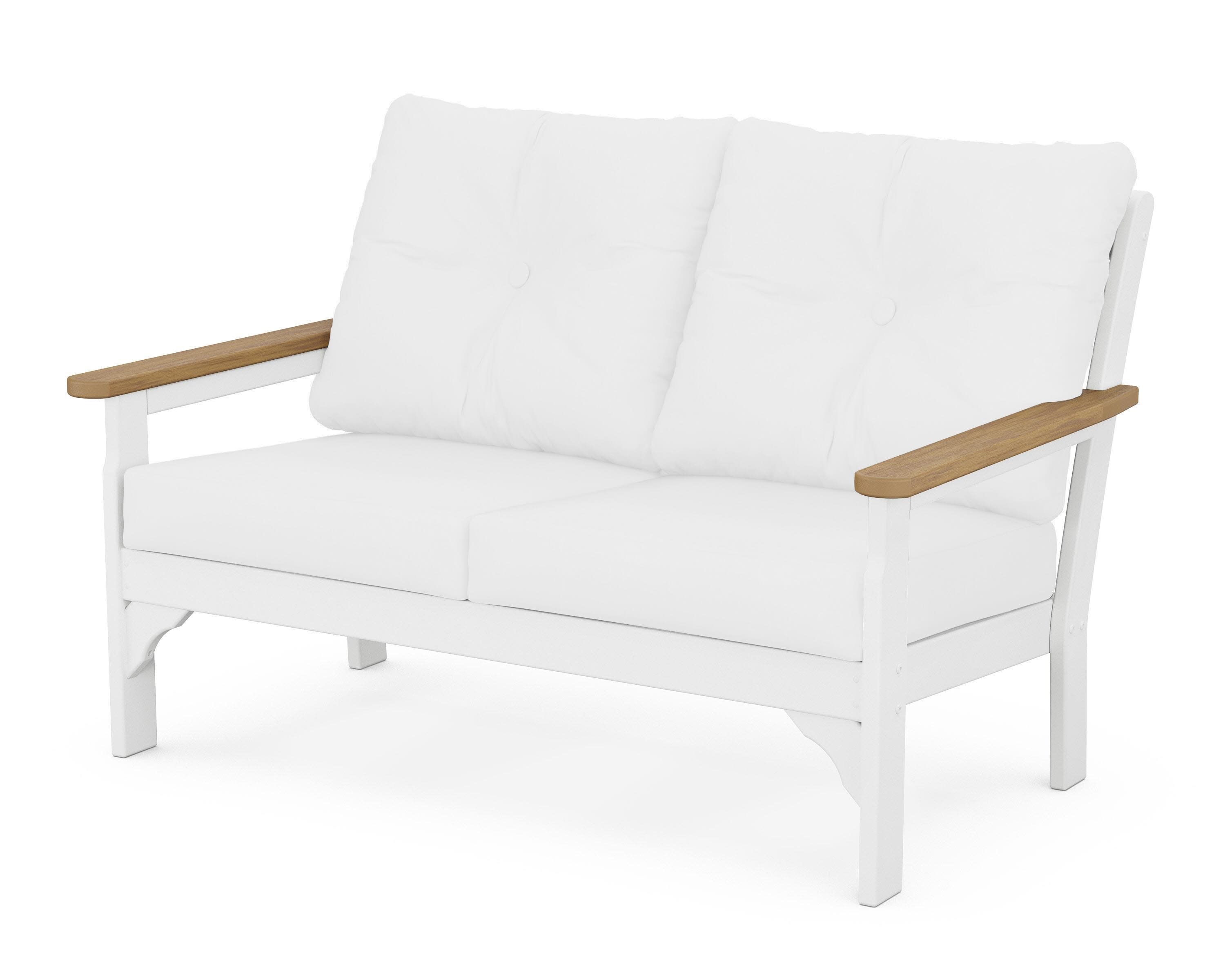 Vineyard Deep Seating Loveseat in White / Natural / Natural