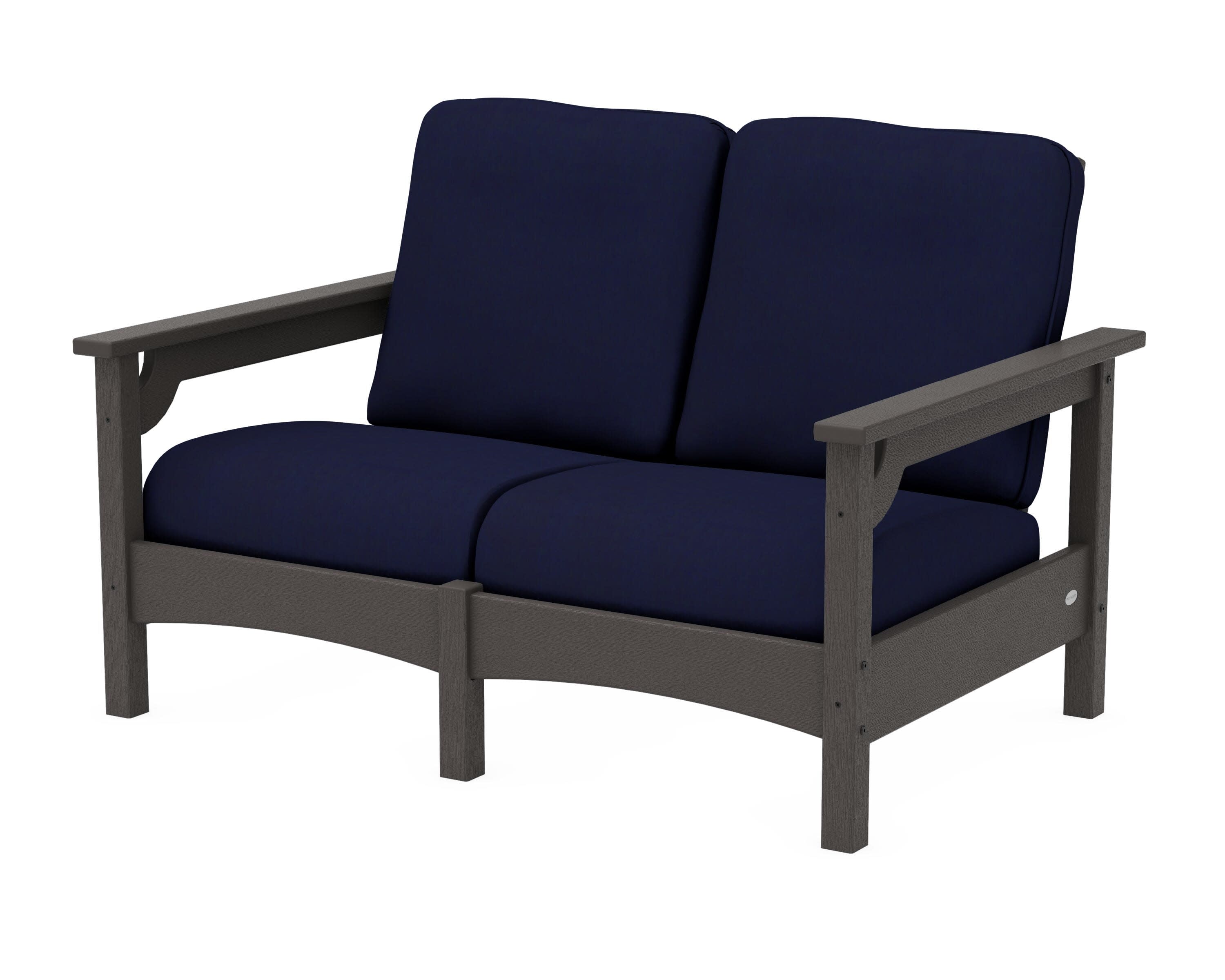 Club Loveseat in Vintage Coffee / Navy