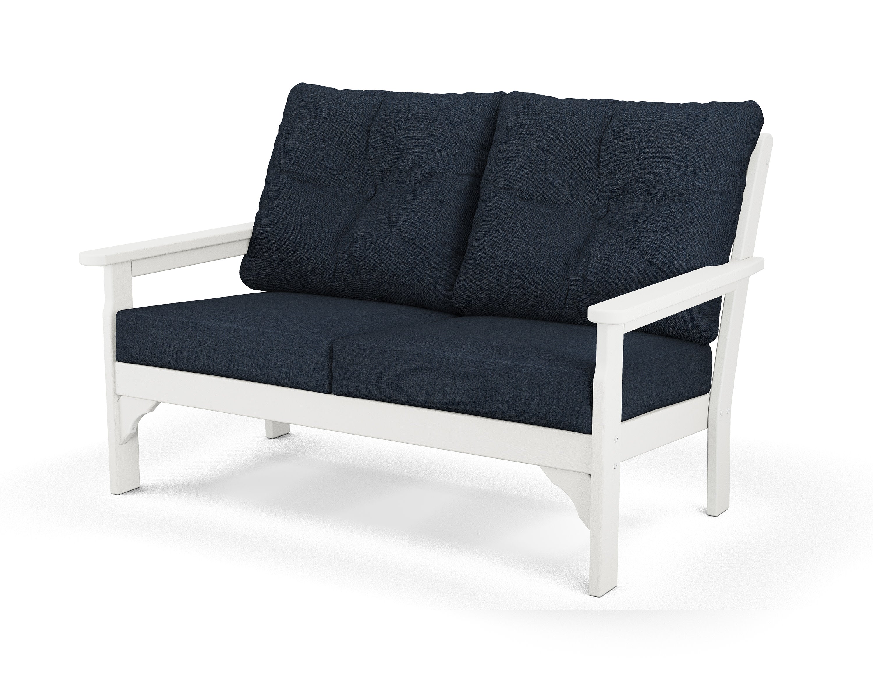 Vineyard Deep Seating Loveseat in Vintage White / Marine Indigo