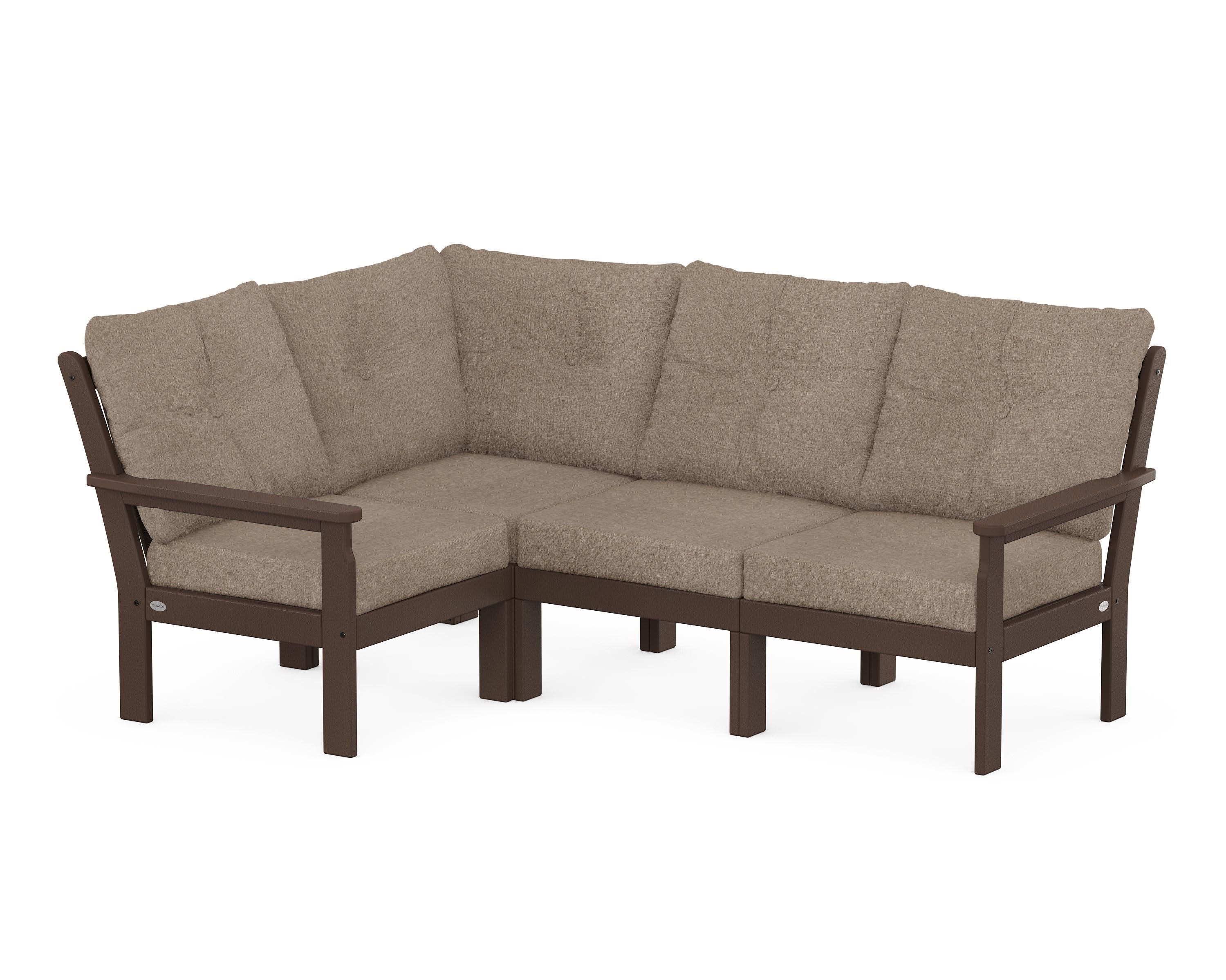 Vineyard 4-Piece Sectional in Mahogany / Spiced Burlap