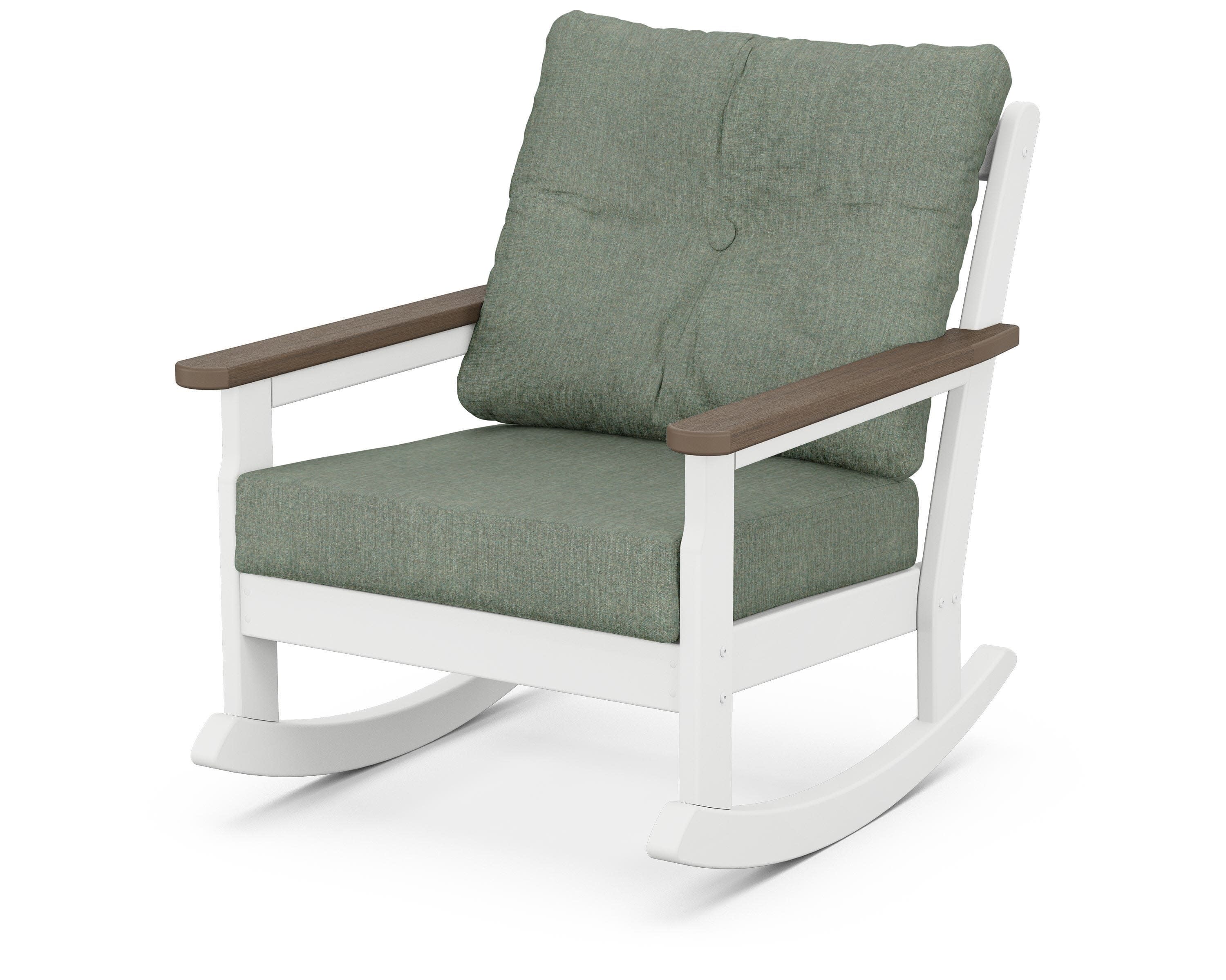 Vineyard Deep Seating Rocking Chair in White / Kona / Cast Sage