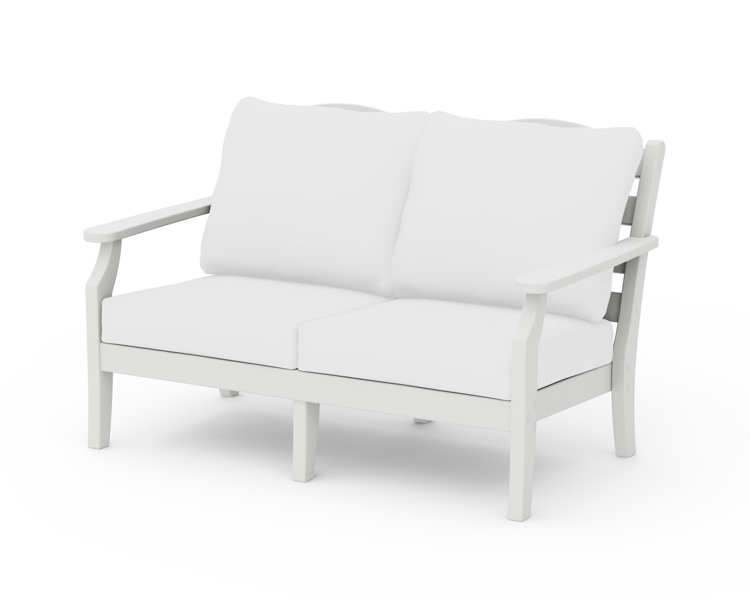 Savannah Deep Seating Loveseat in Vintage White / Natural