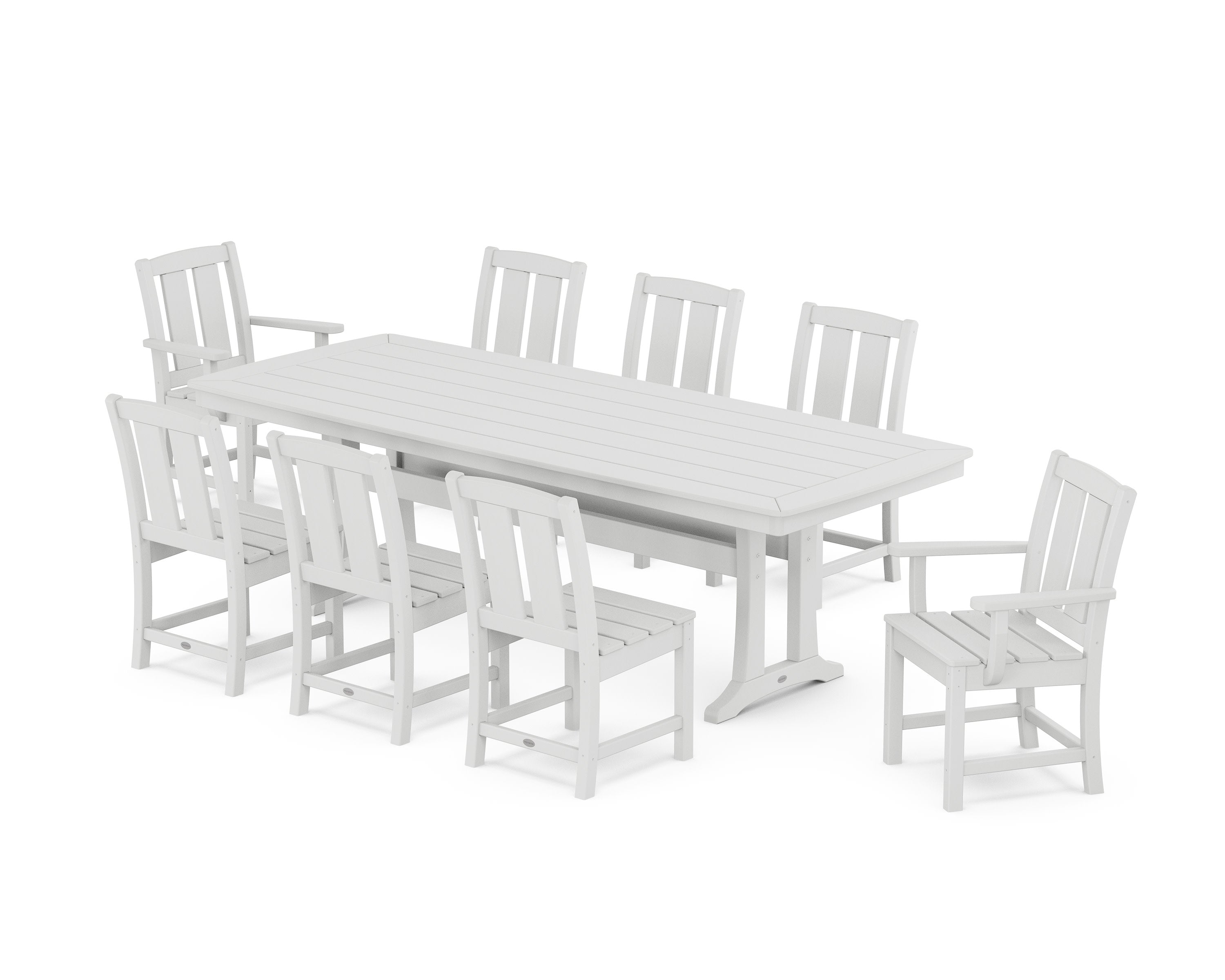 Mission 9-Piece Dining Set with Trestle Legs in White