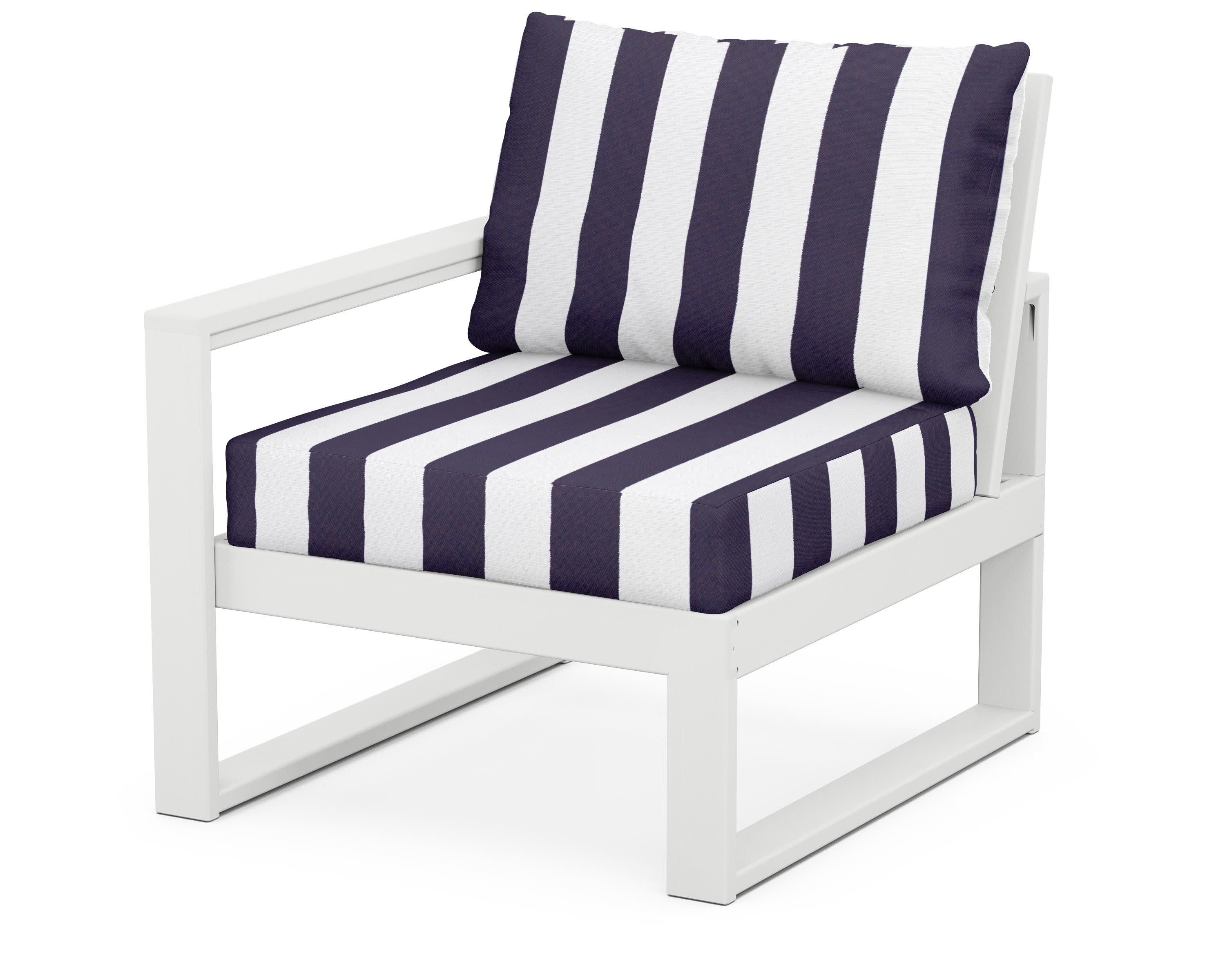 EDGE Modular Left Arm Chair in White / Cabana Stripe Navy
