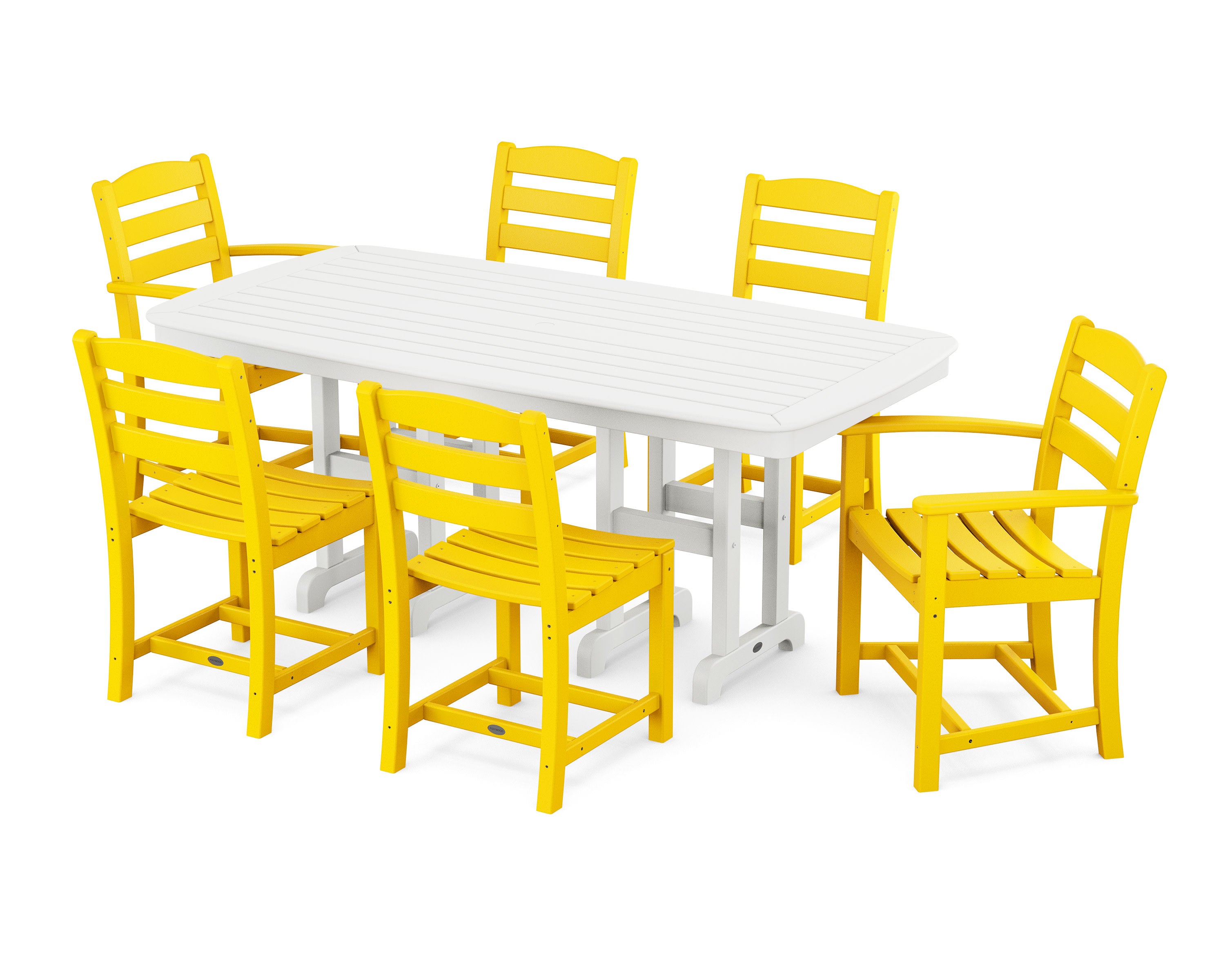 La Casa Caf 7-Piece Dining Set in Lemon / White