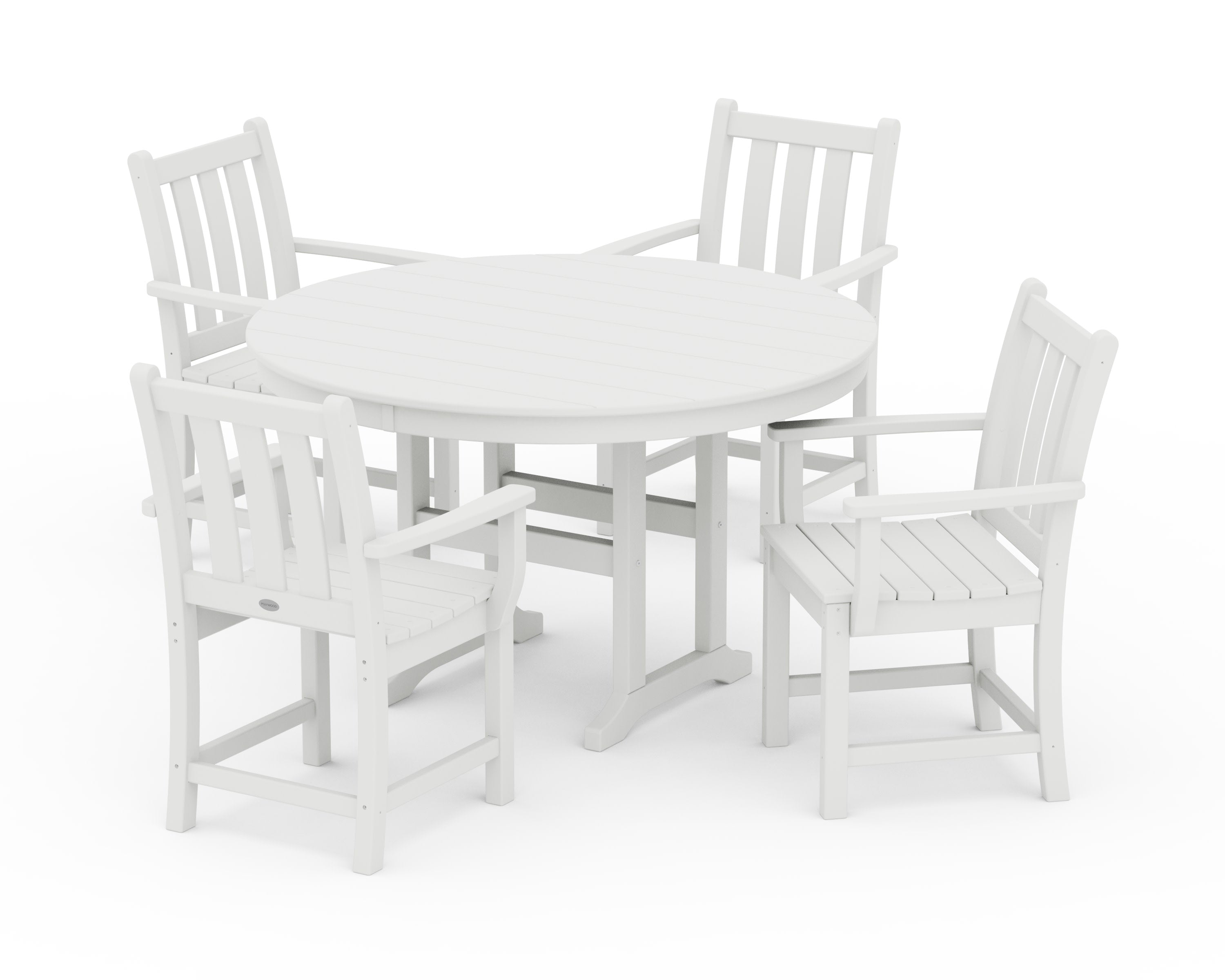 Traditional Garden 5-Piece Round Farmhouse Dining Set in White