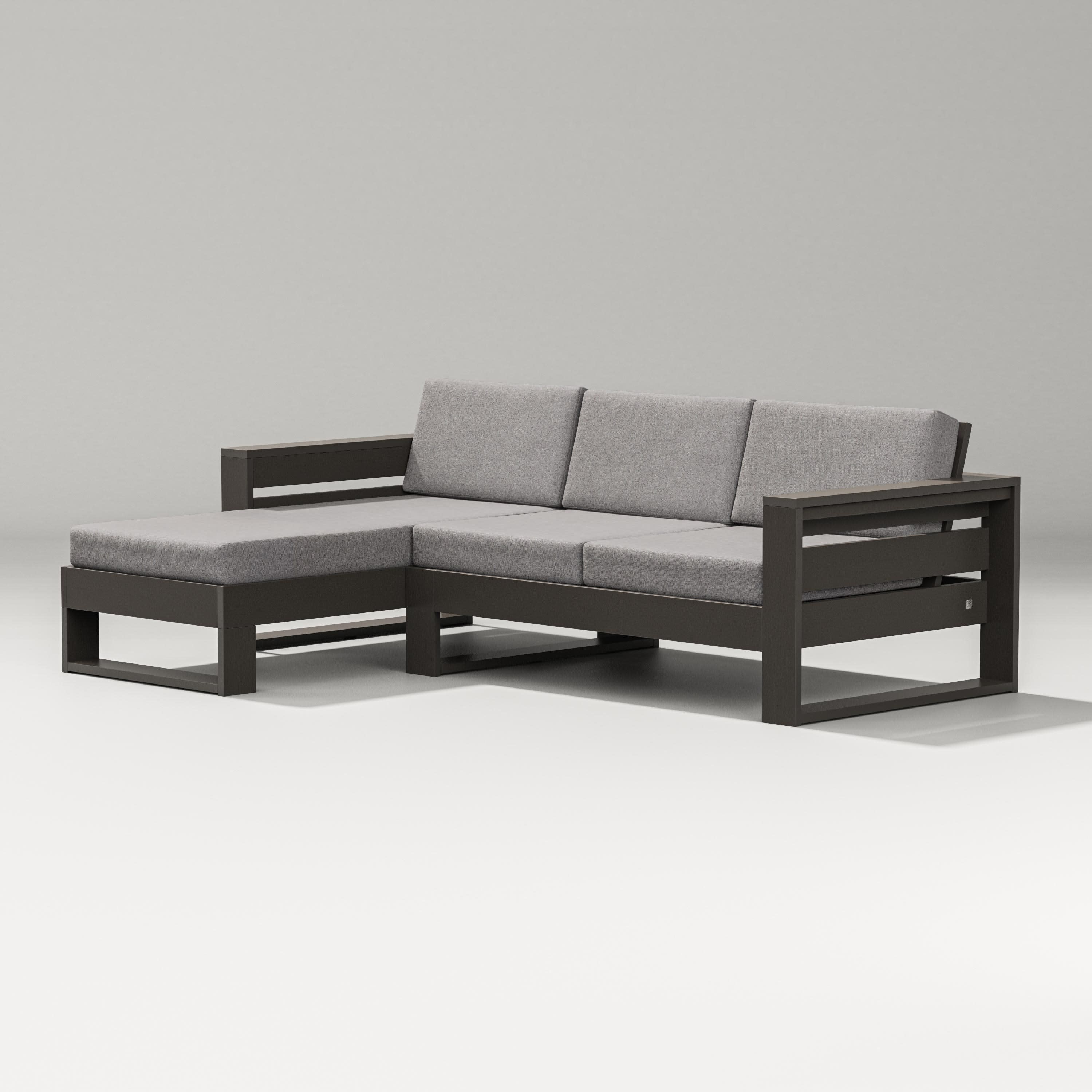 Latitude Left Chaise Sectional in Vintage Coffee / Grey Mist
