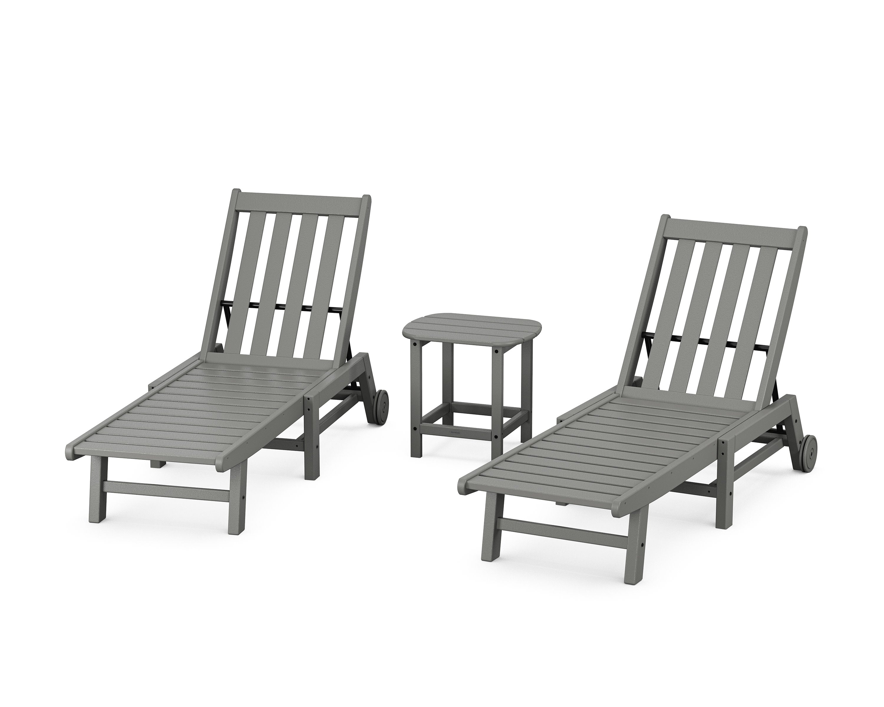 Vineyard 3-Piece Chaise with Wheels Set in Slate Grey