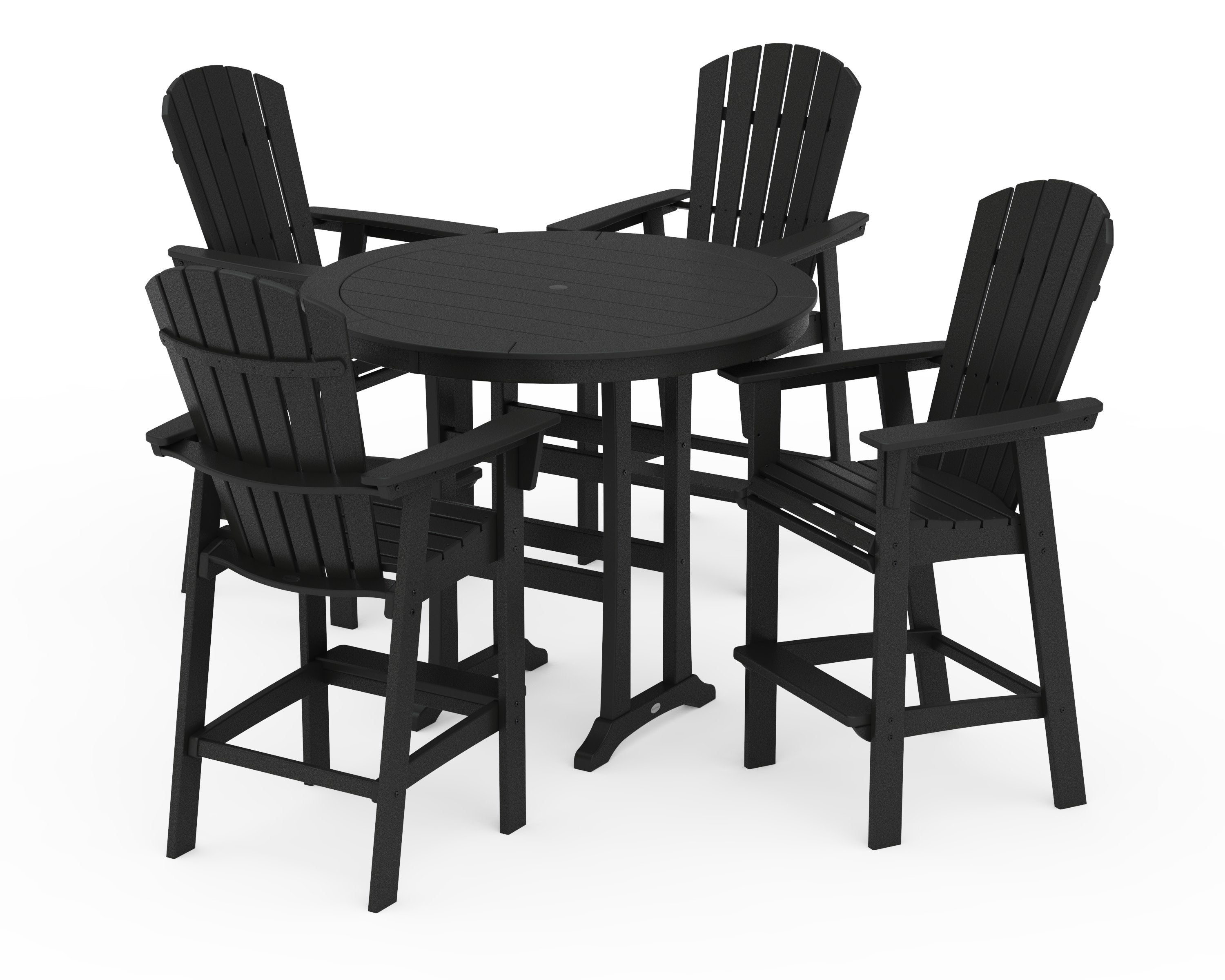 Nautical Curveback Adirondack 5-Piece Round Trestle Bar Set in Black