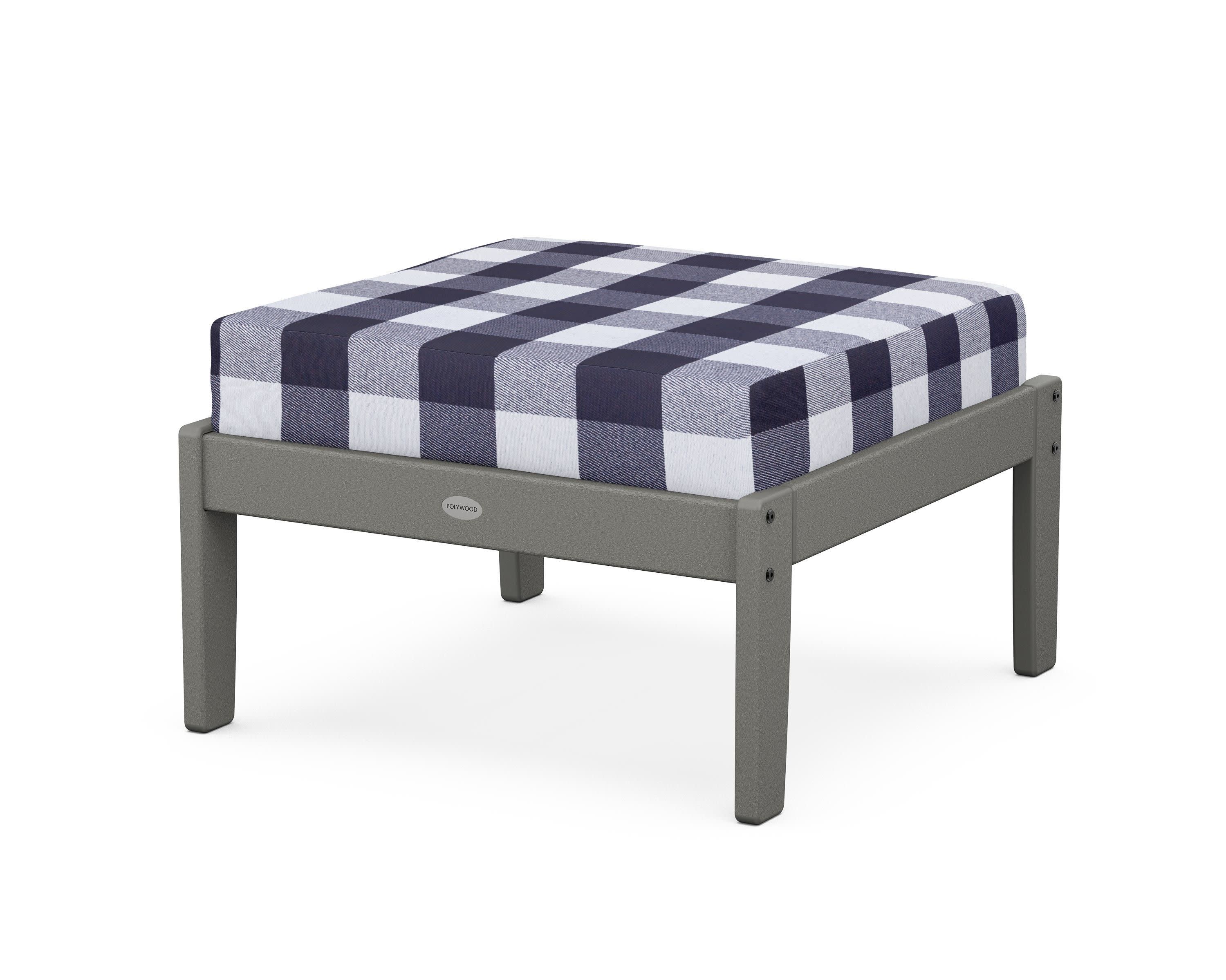 Braxton Deep Seating Ottoman in Slate Grey / Buffalo Plaid Navy