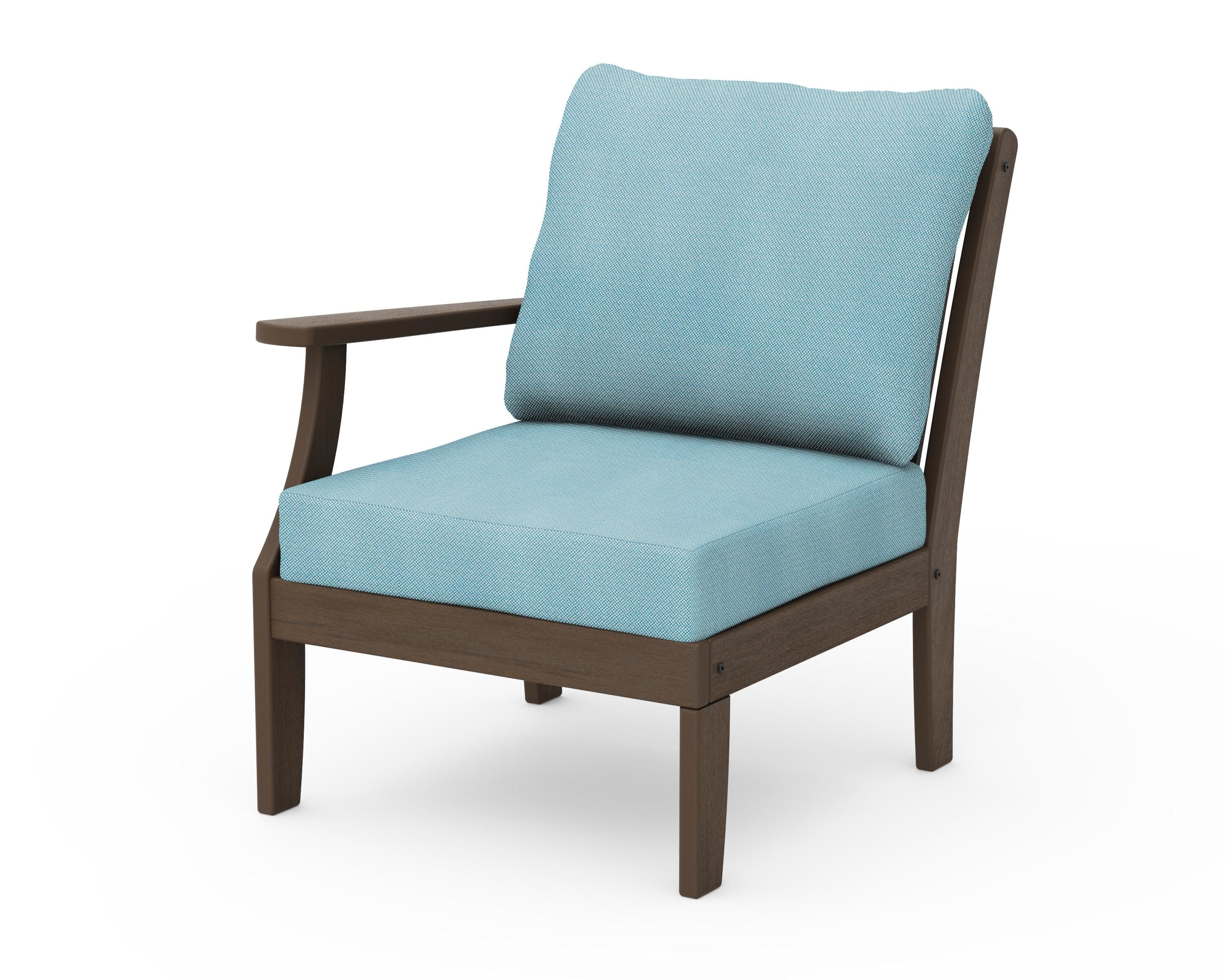 Braxton Modular Left Arm Chair in Kona / Lattice Sky Blue
