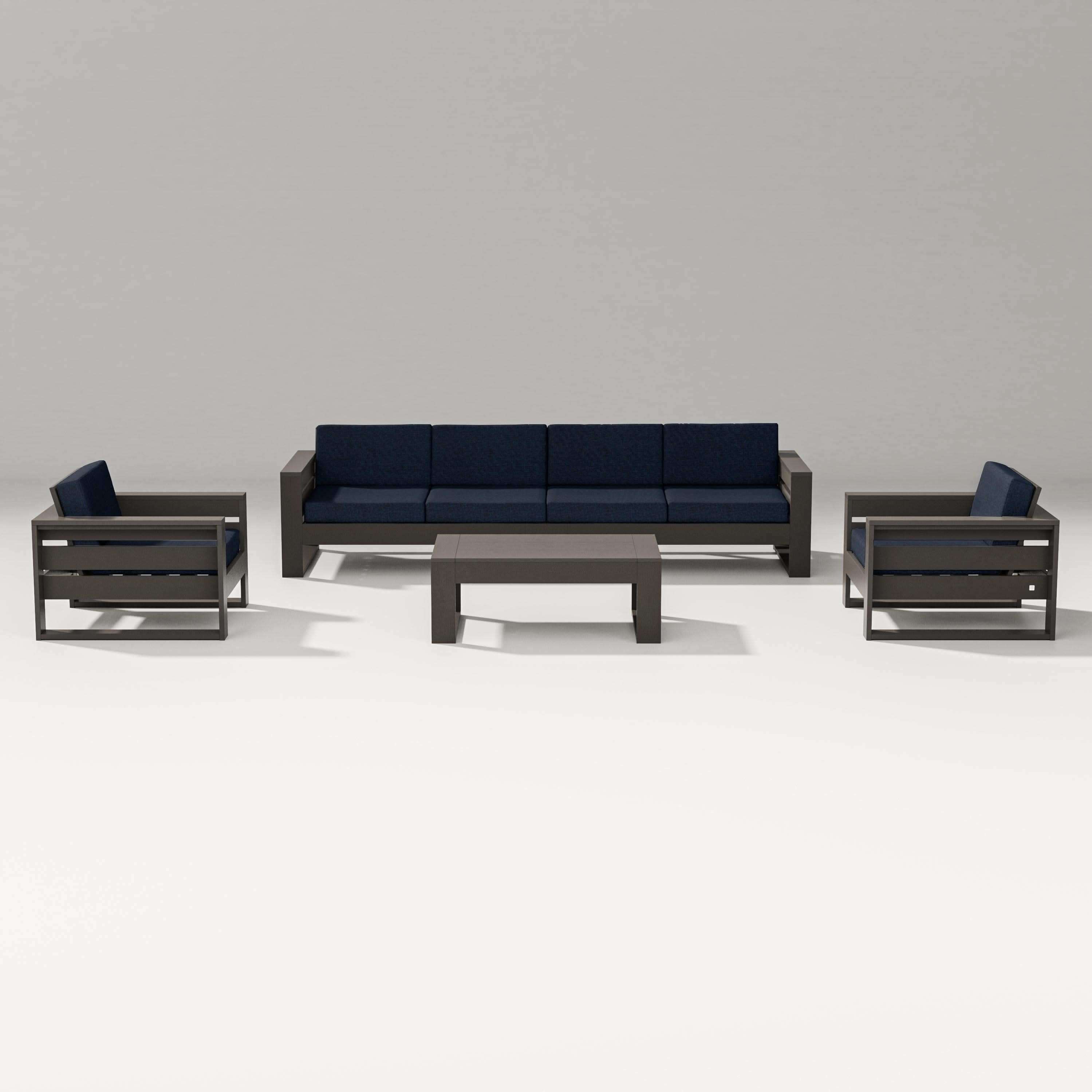 Latitude 5-Piece Lounge Sofa Set in Vintage Coffee / Marine Indigo
