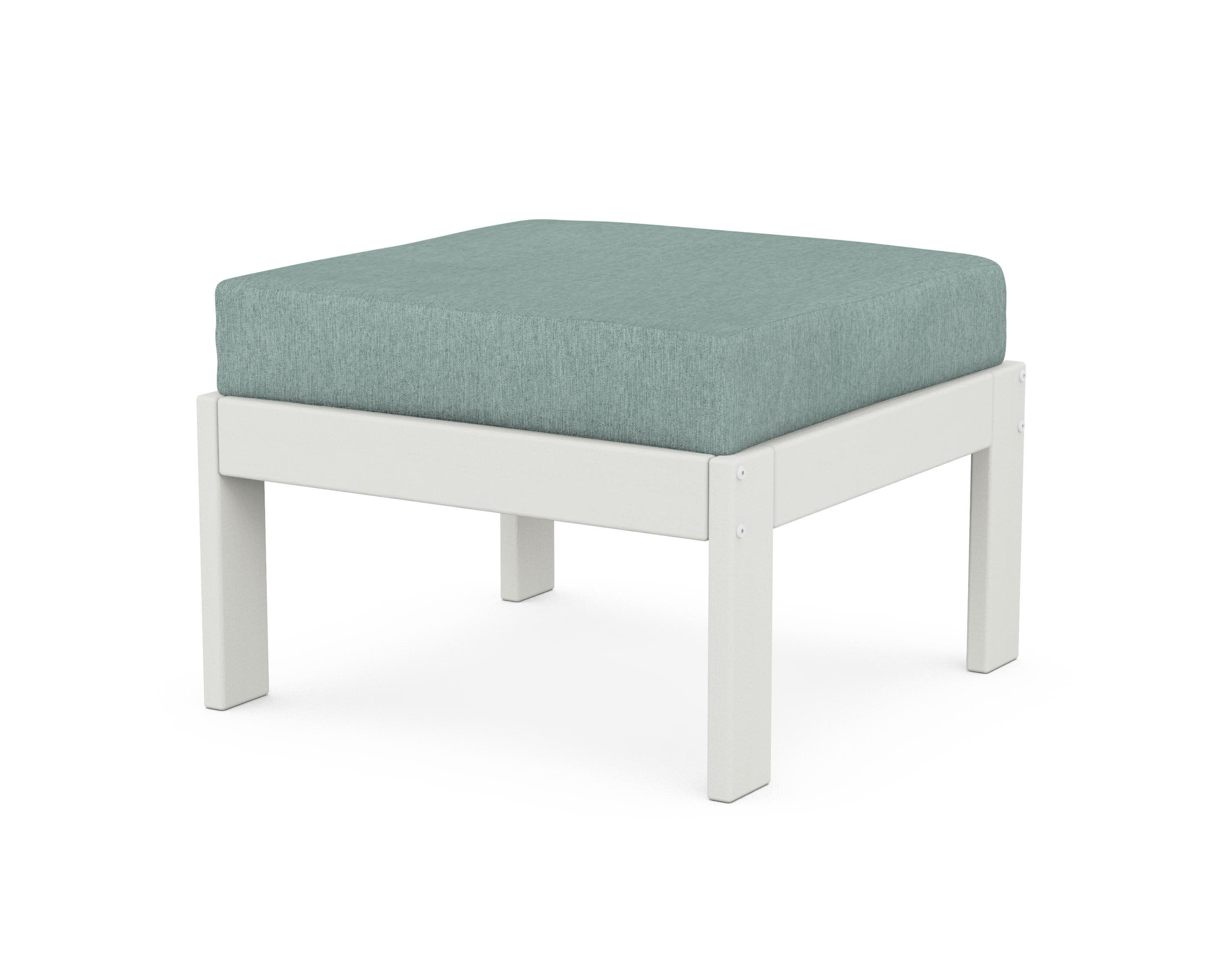 Vineyard Modular Ottoman in Vintage White / Glacier Spa
