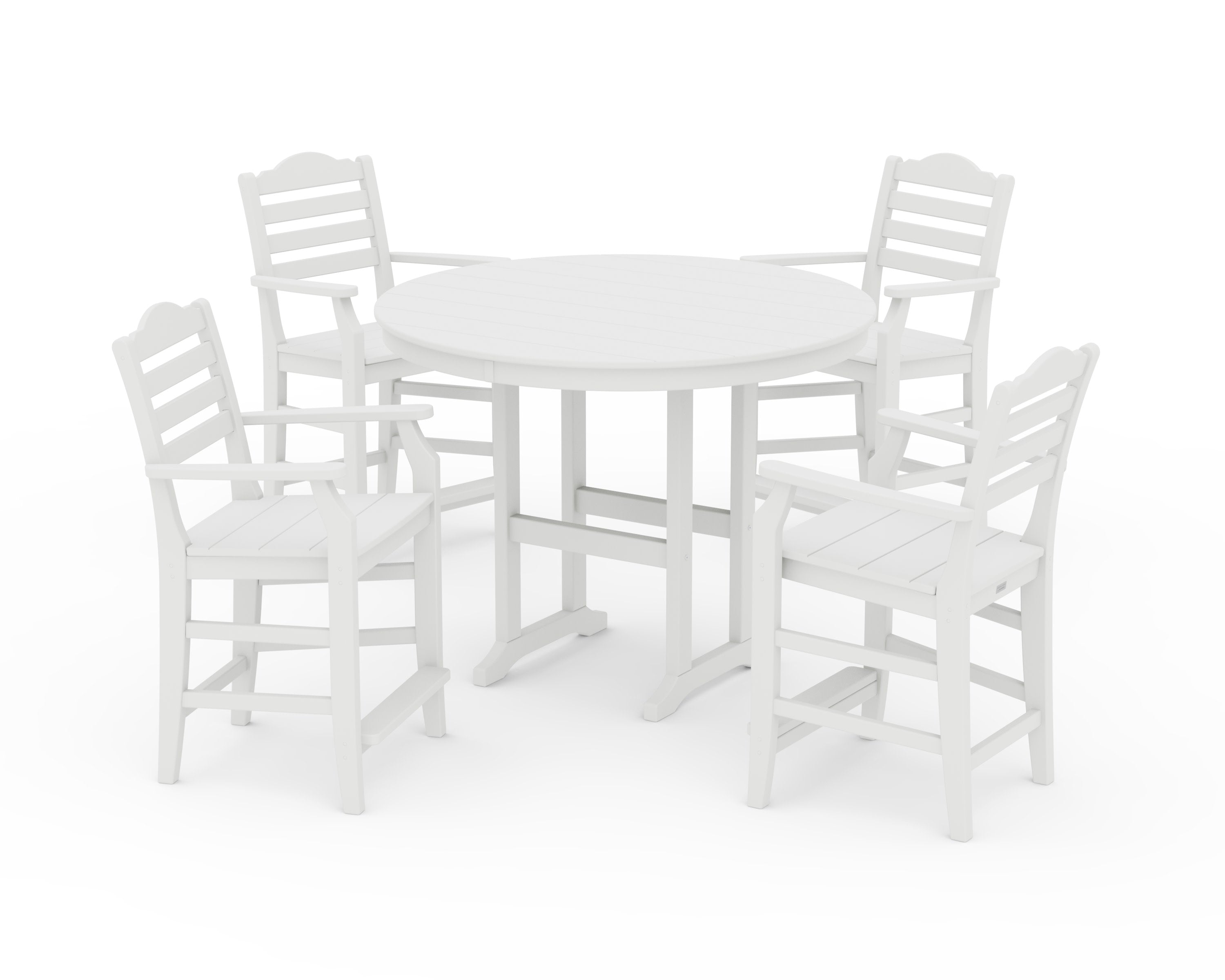 Savannah 5-Piece Round Farmhouse Counter Set in White