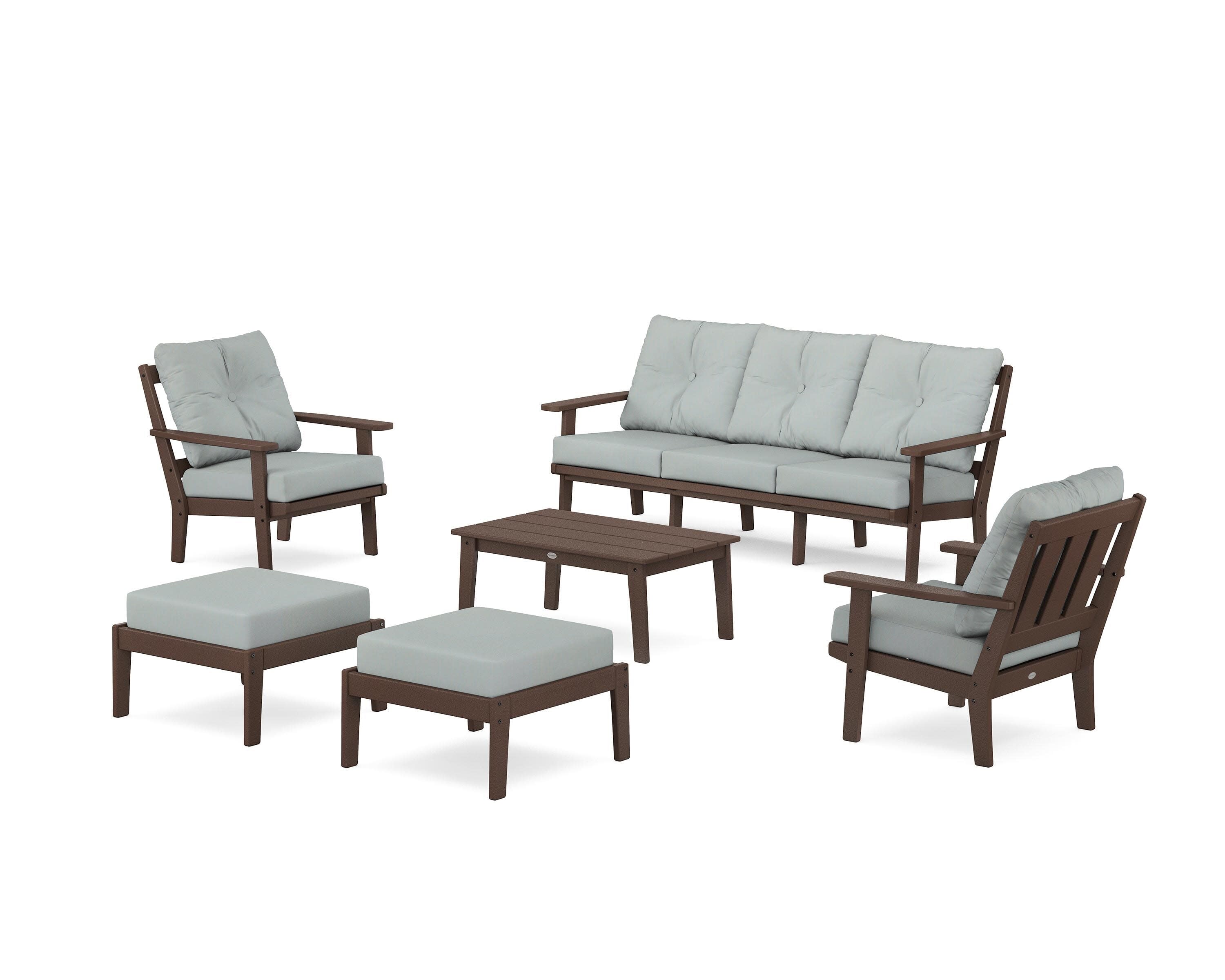 Oxford 6-Piece Lounge Sofa Set in Mahogany / Spa