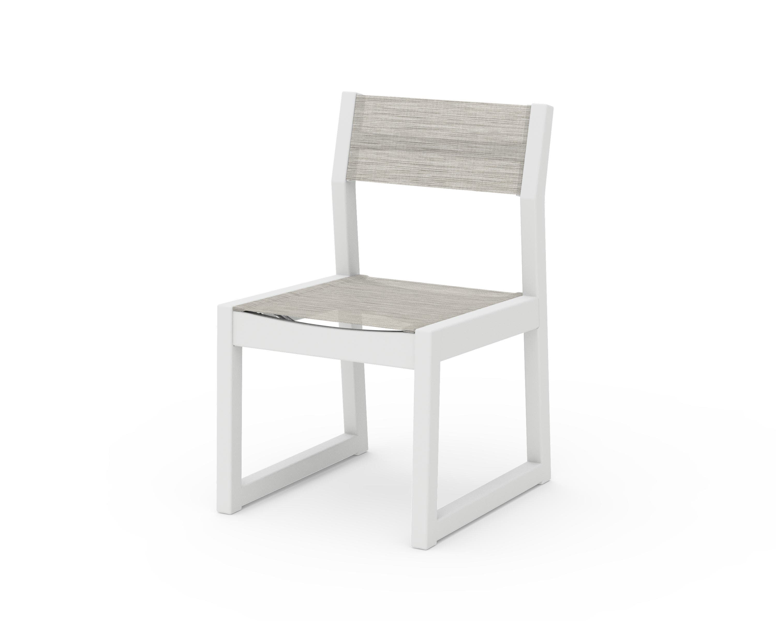 EDGE Sling Dining Side Chair in White / Birch Sling