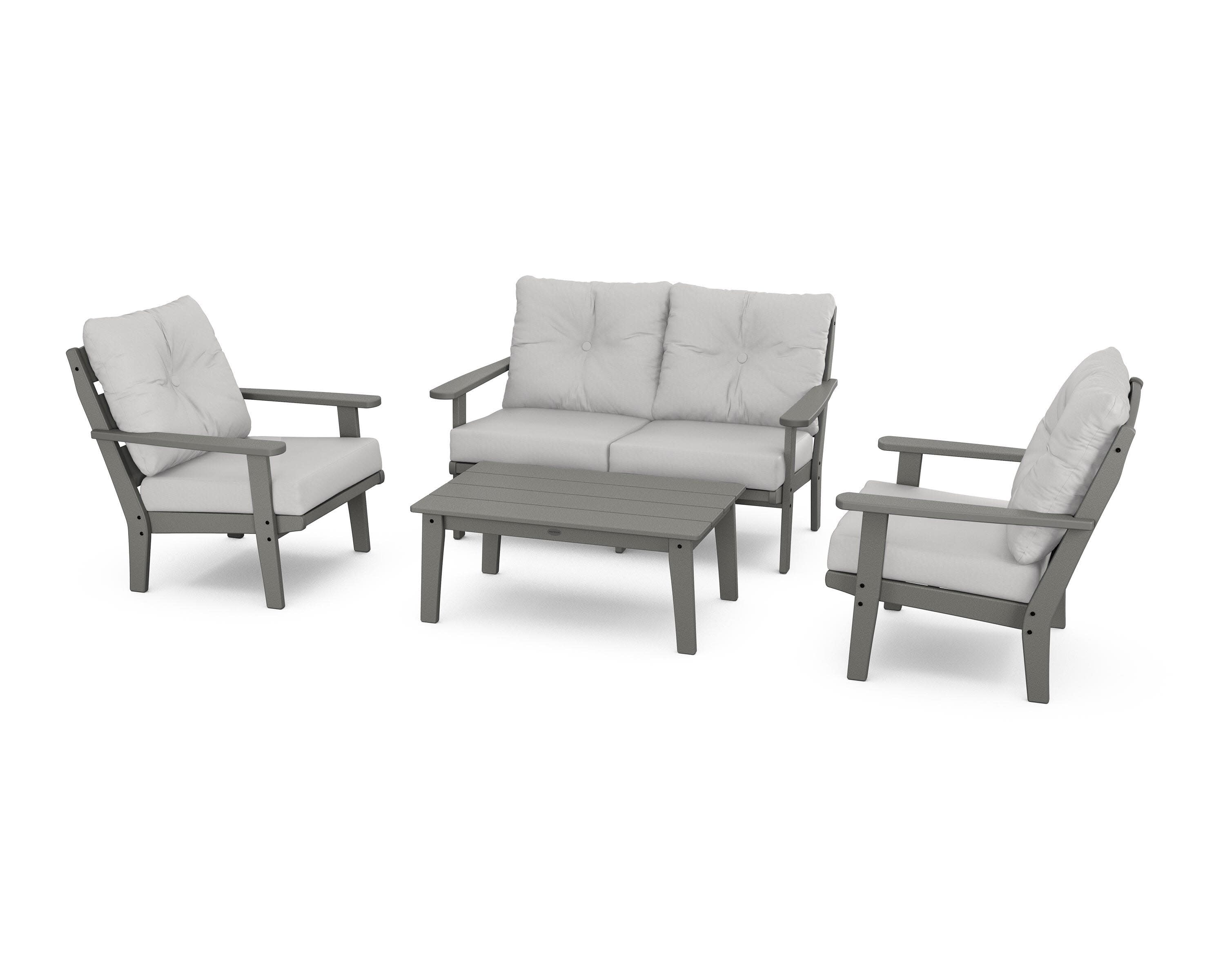 Lakeside 4-Piece Deep Seating Set in Slate Grey / Diamond in the Rough