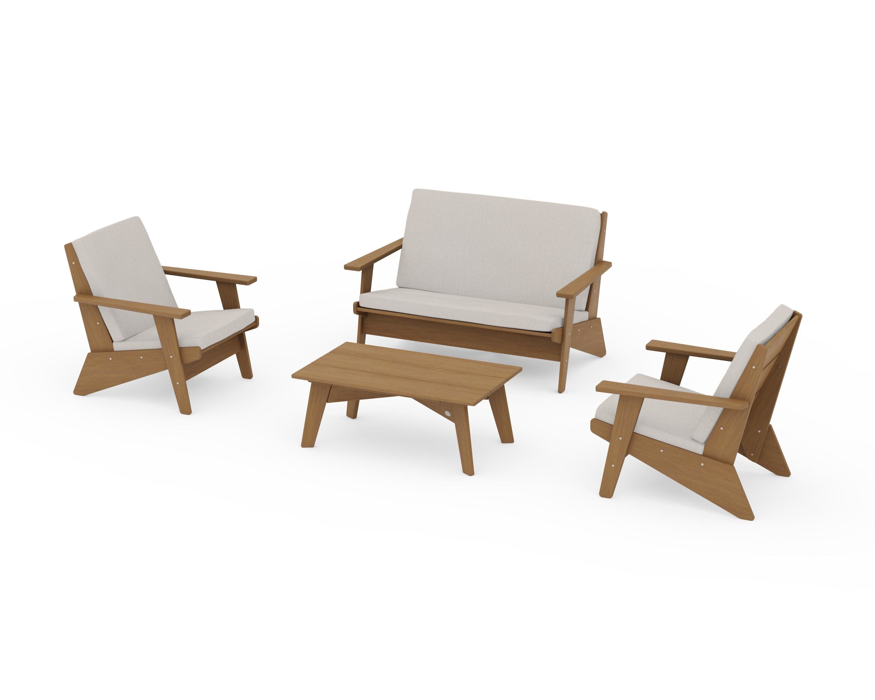 Riviera Modern Lounge 4-Piece Set in Natural / Cast Ash