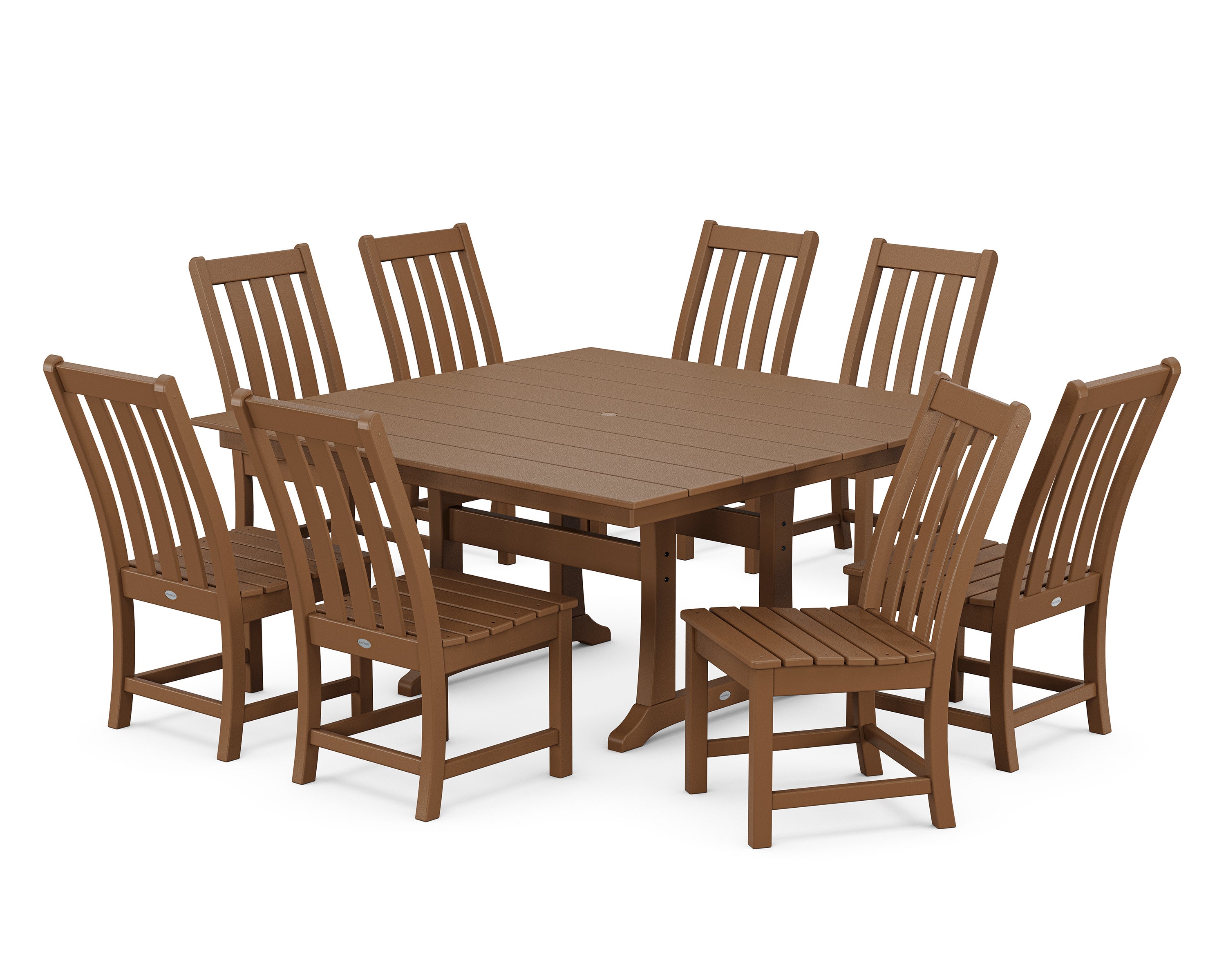 Vineyard 9-Piece Farmhouse Trestle Dining Set in Teak