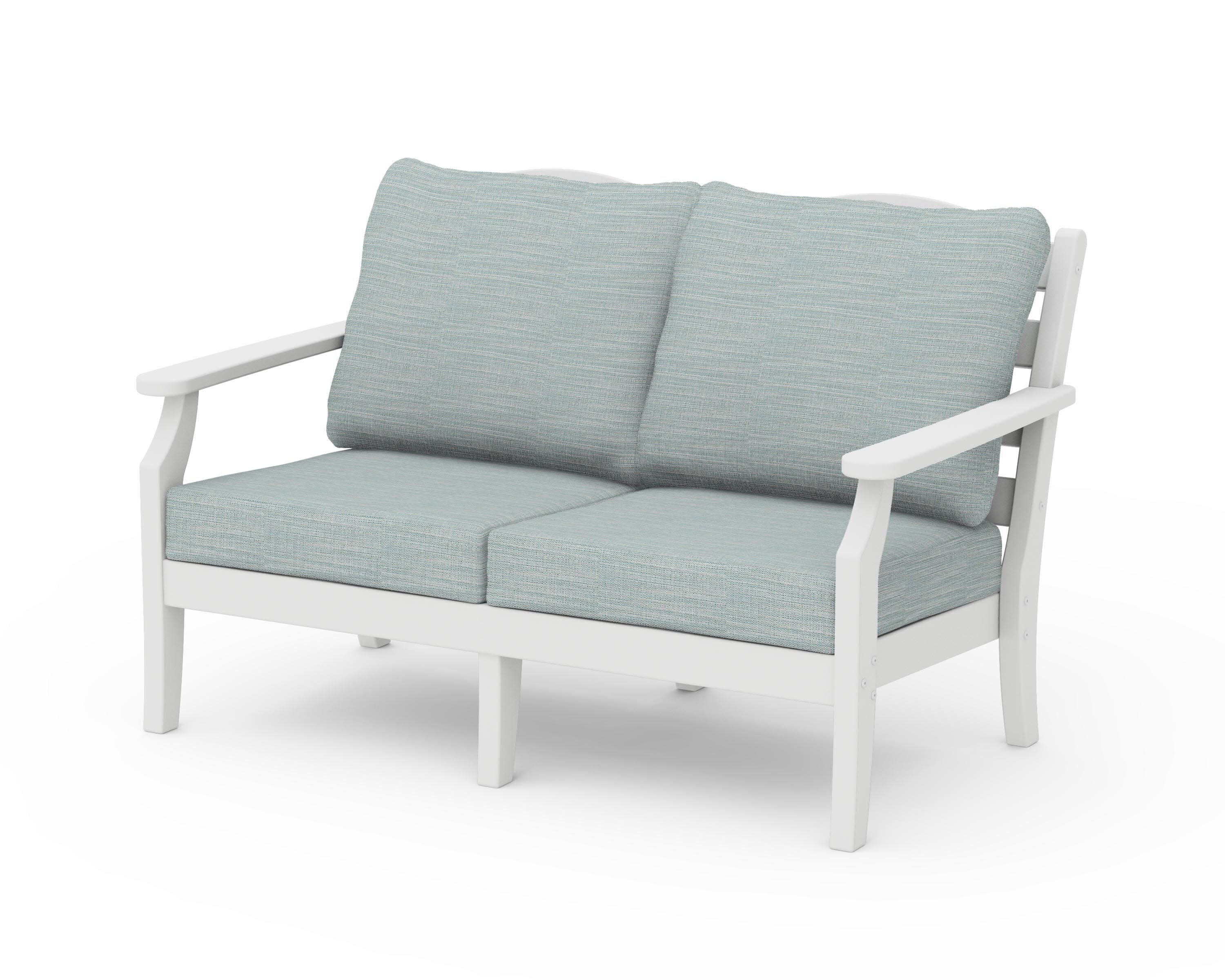 Savannah Deep Seating Loveseat in White / Soothe Mist