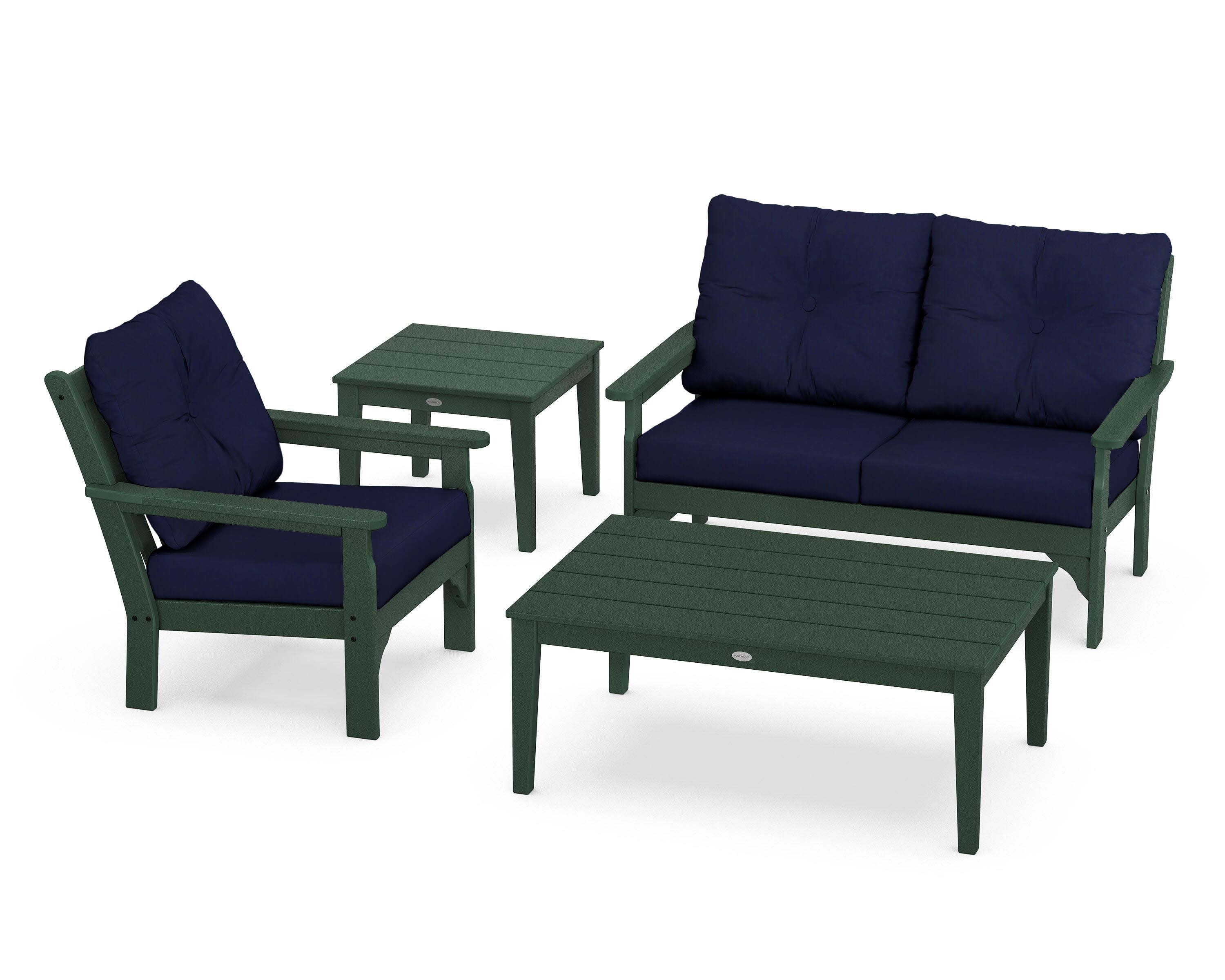 Vineyard 4-Piece Deep Seating Set in Green / Navy