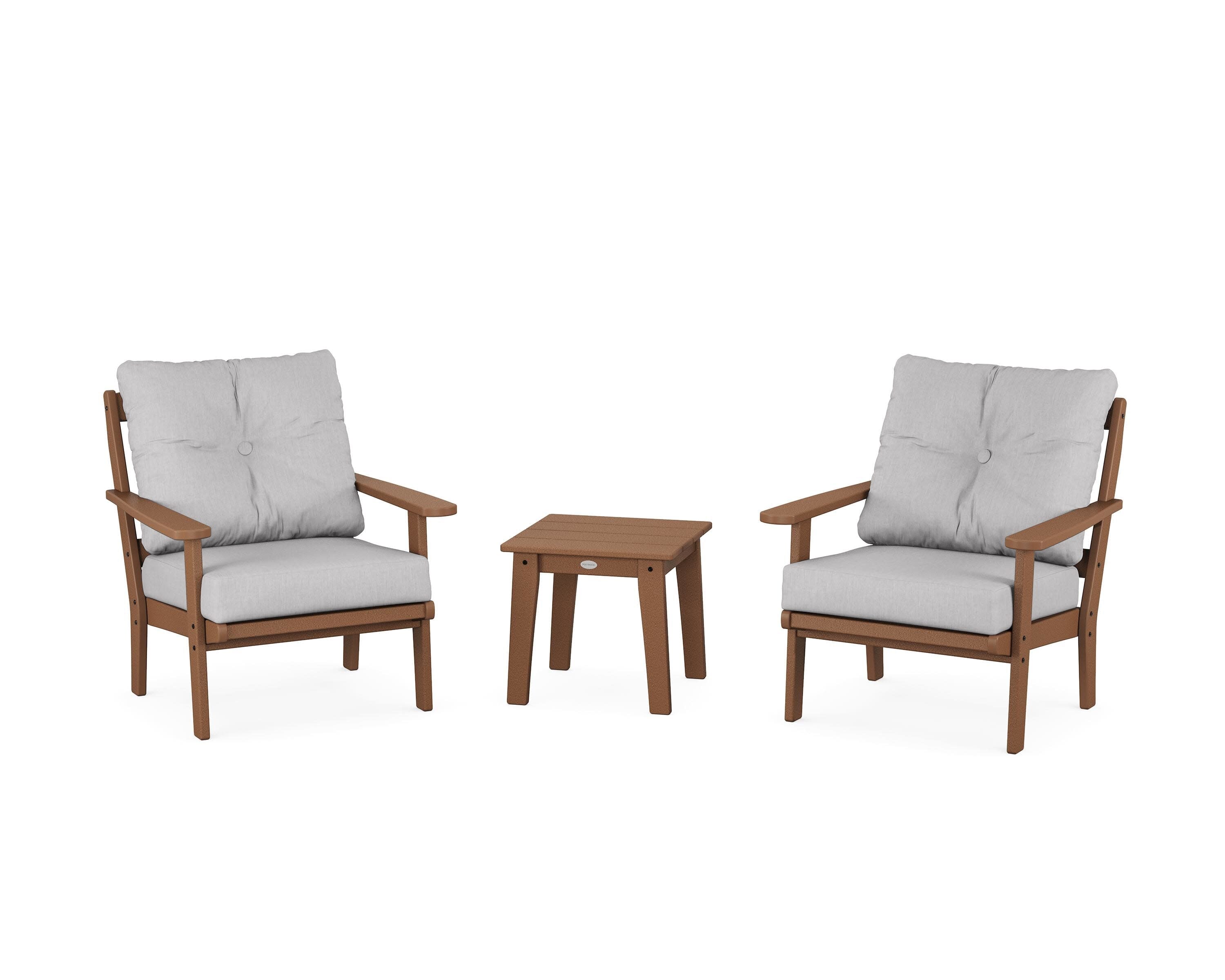Mission 3-Piece Deep Seating Set in Teak / Granite