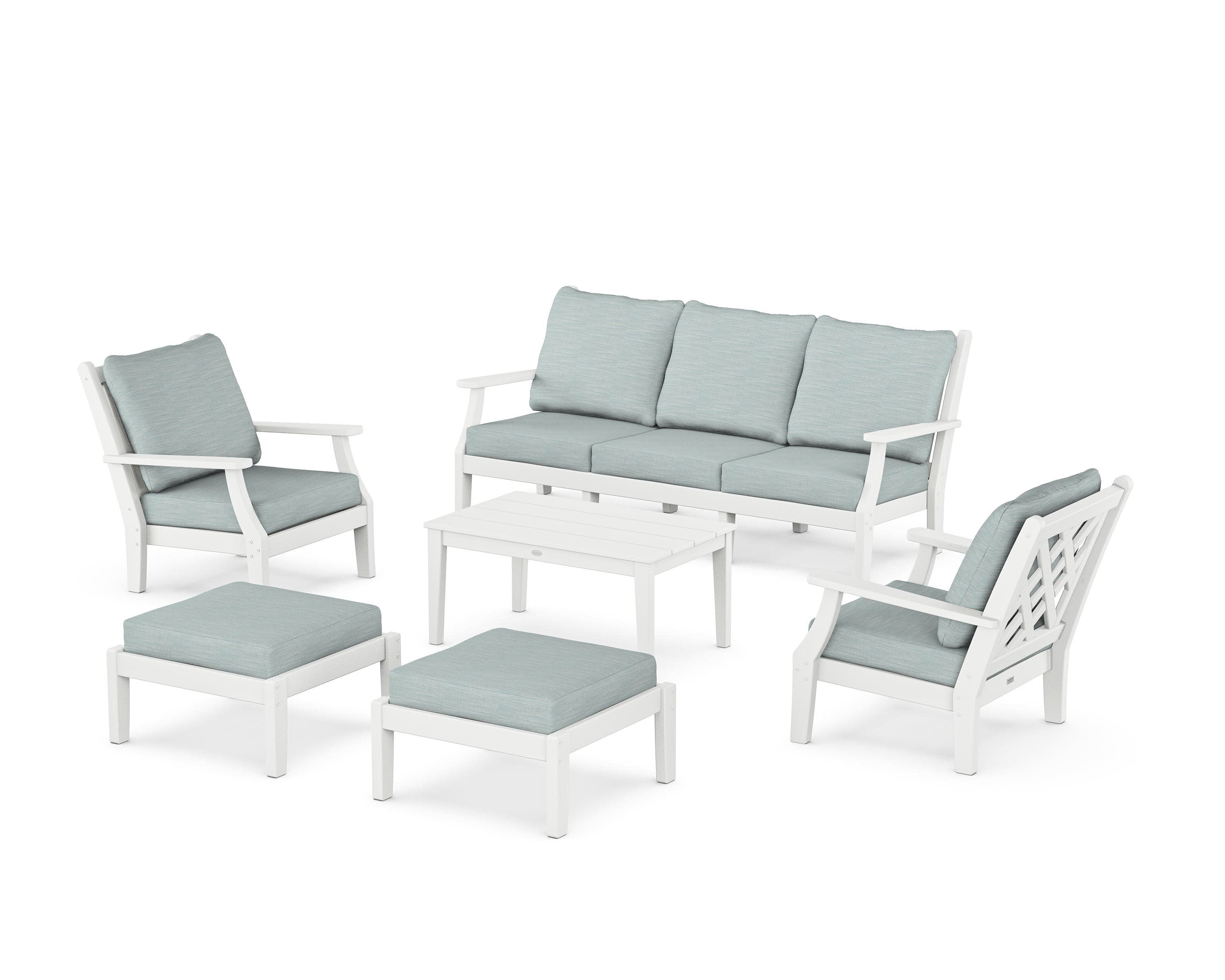Wovendale 6-Piece Lounge Sofa Set in White / Soothe Mist