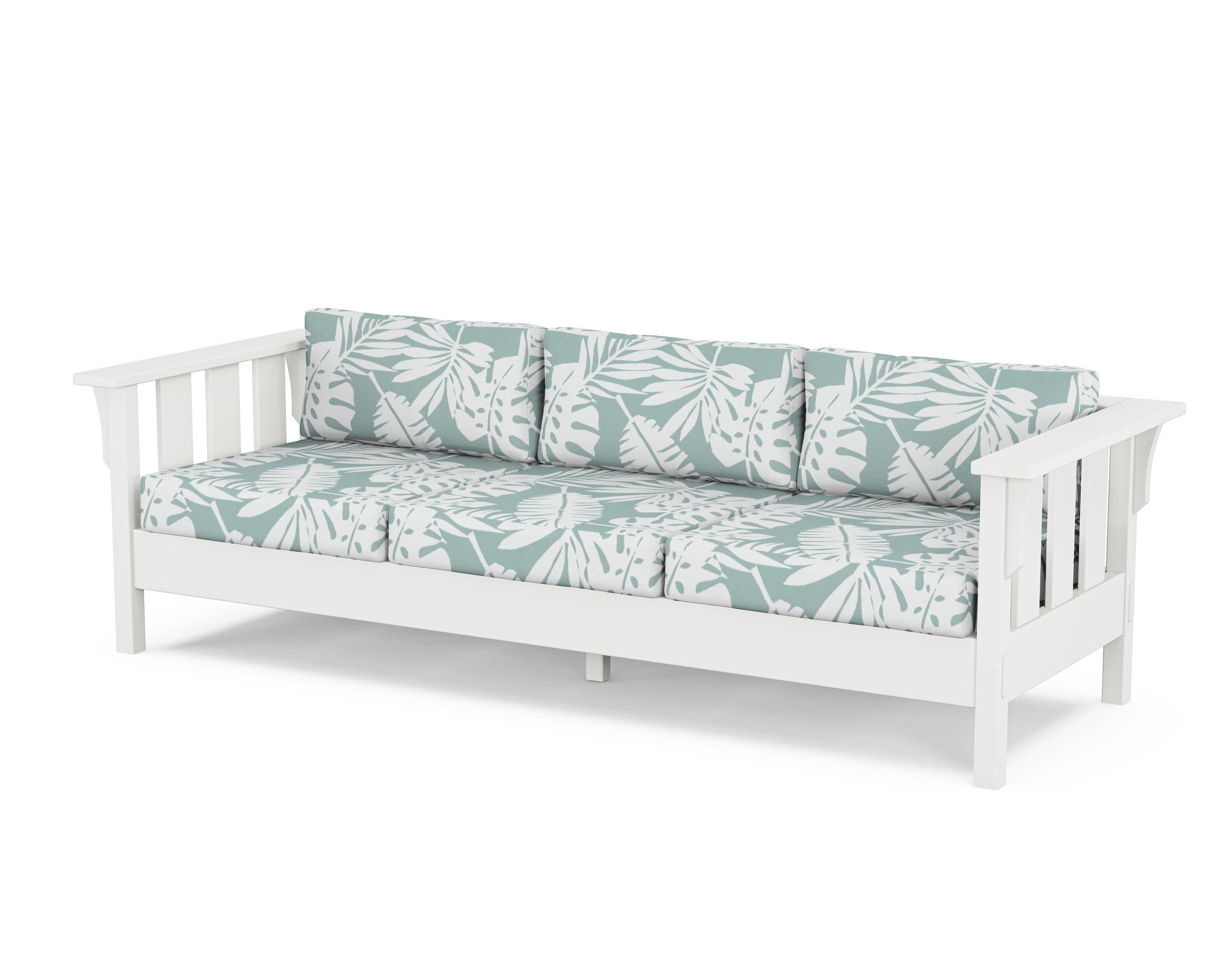 Acadia Deep Seating Sofa in White / Leaf Glacier Spa