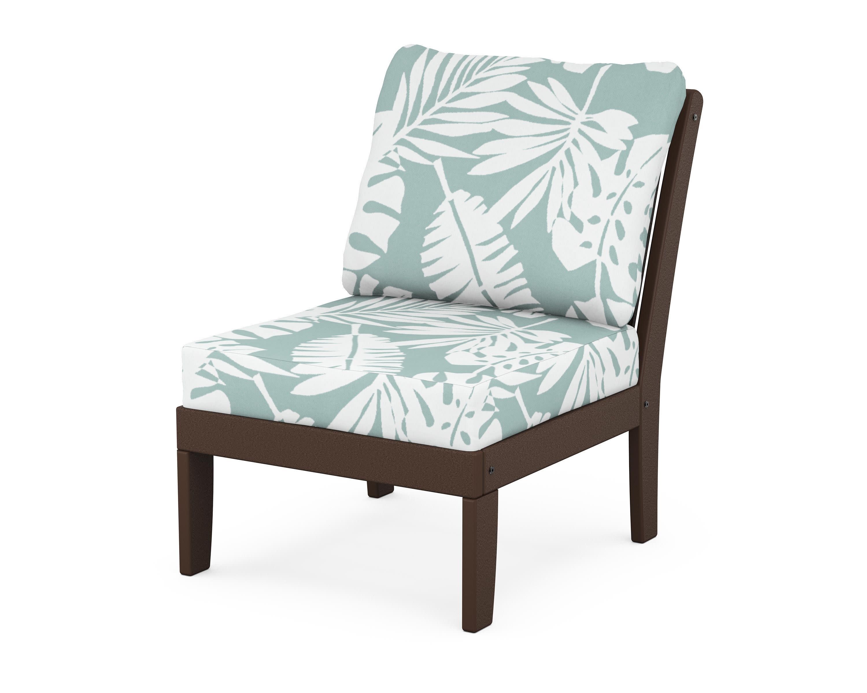 Braxton Modular Armless Chair in Mahogany / Leaf Glacier Spa