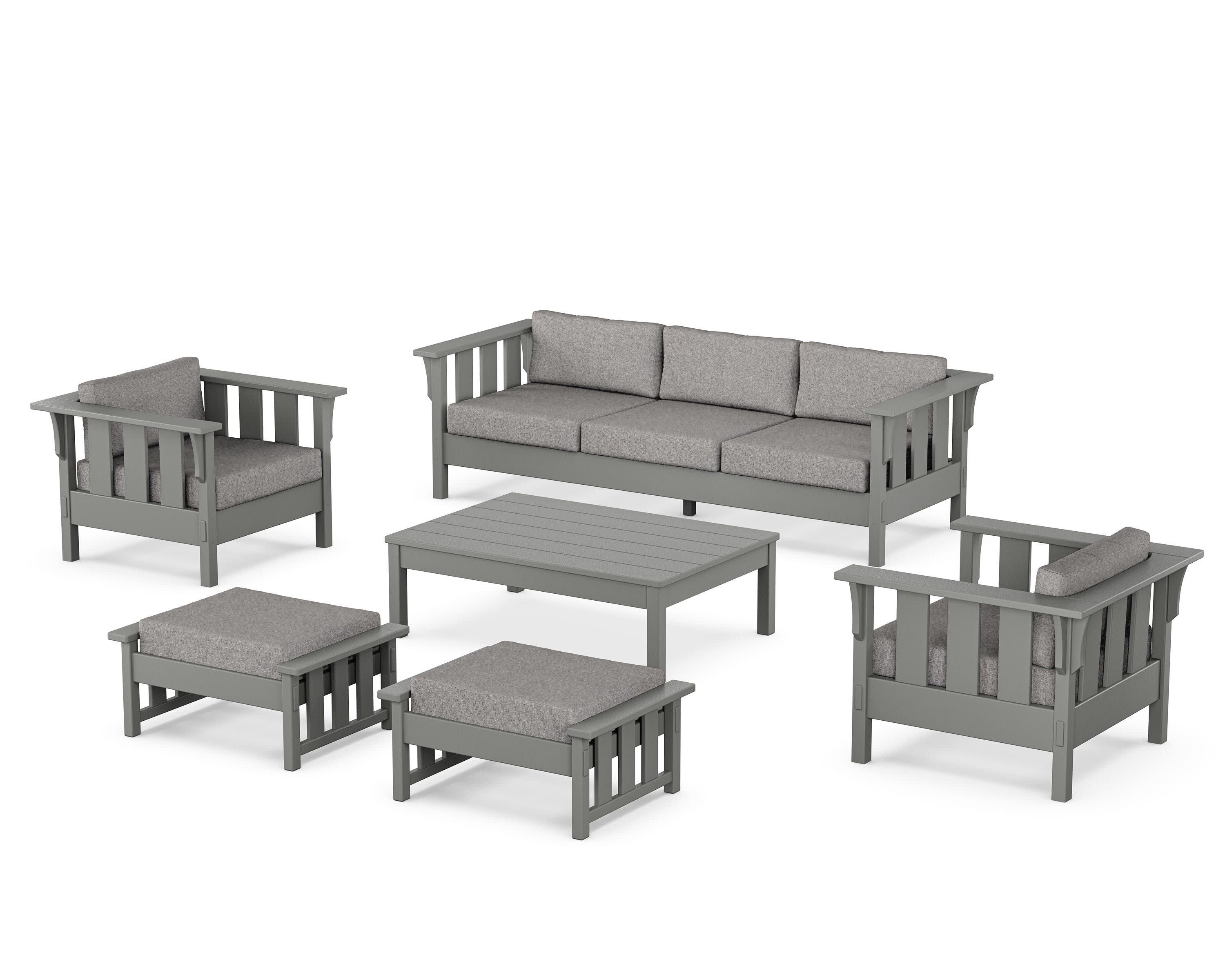 Acadia 6-Piece Lounge Sofa Set in Slate Grey / Grey Mist