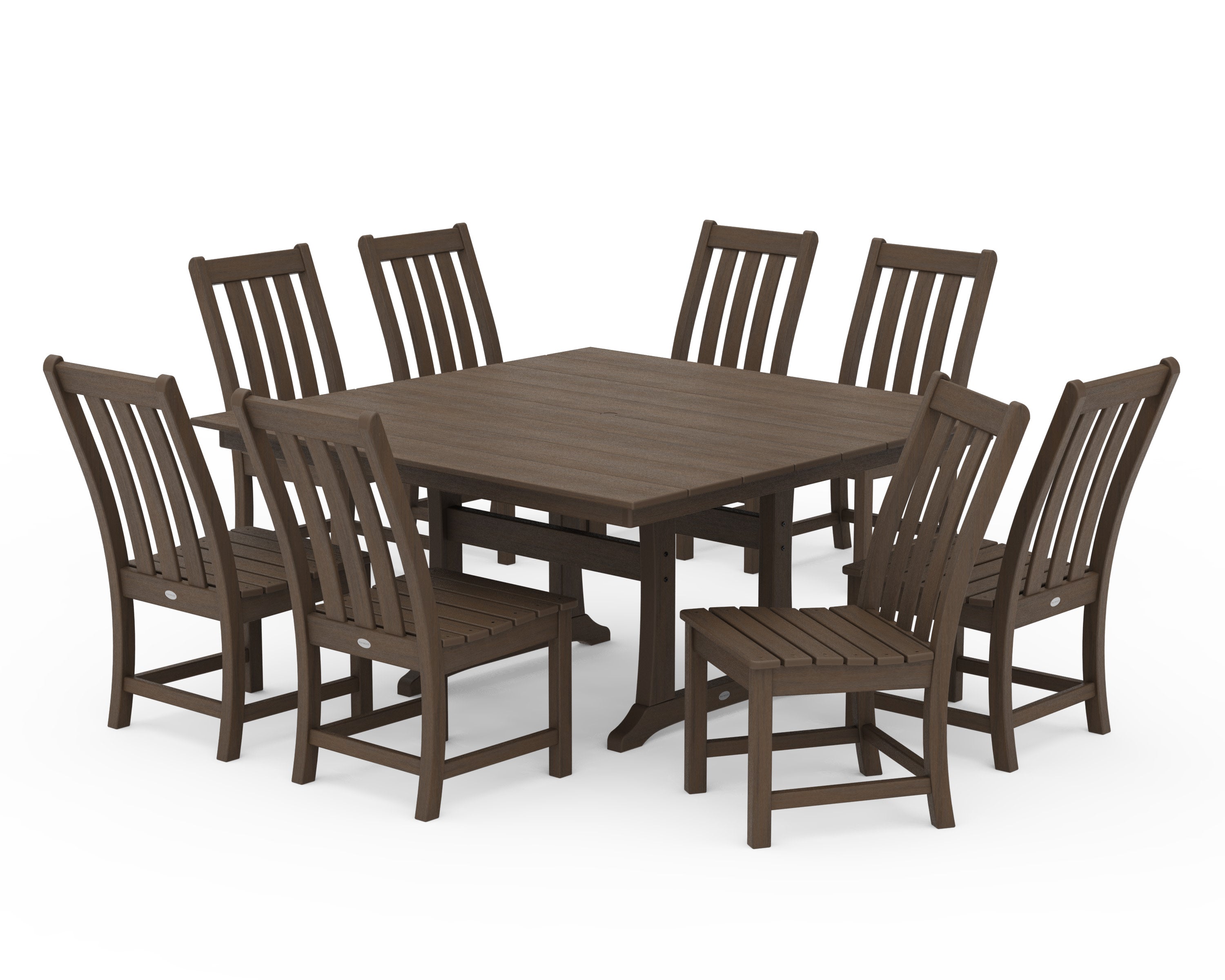 Vineyard 9-Piece Farmhouse Trestle Dining Set in Kona