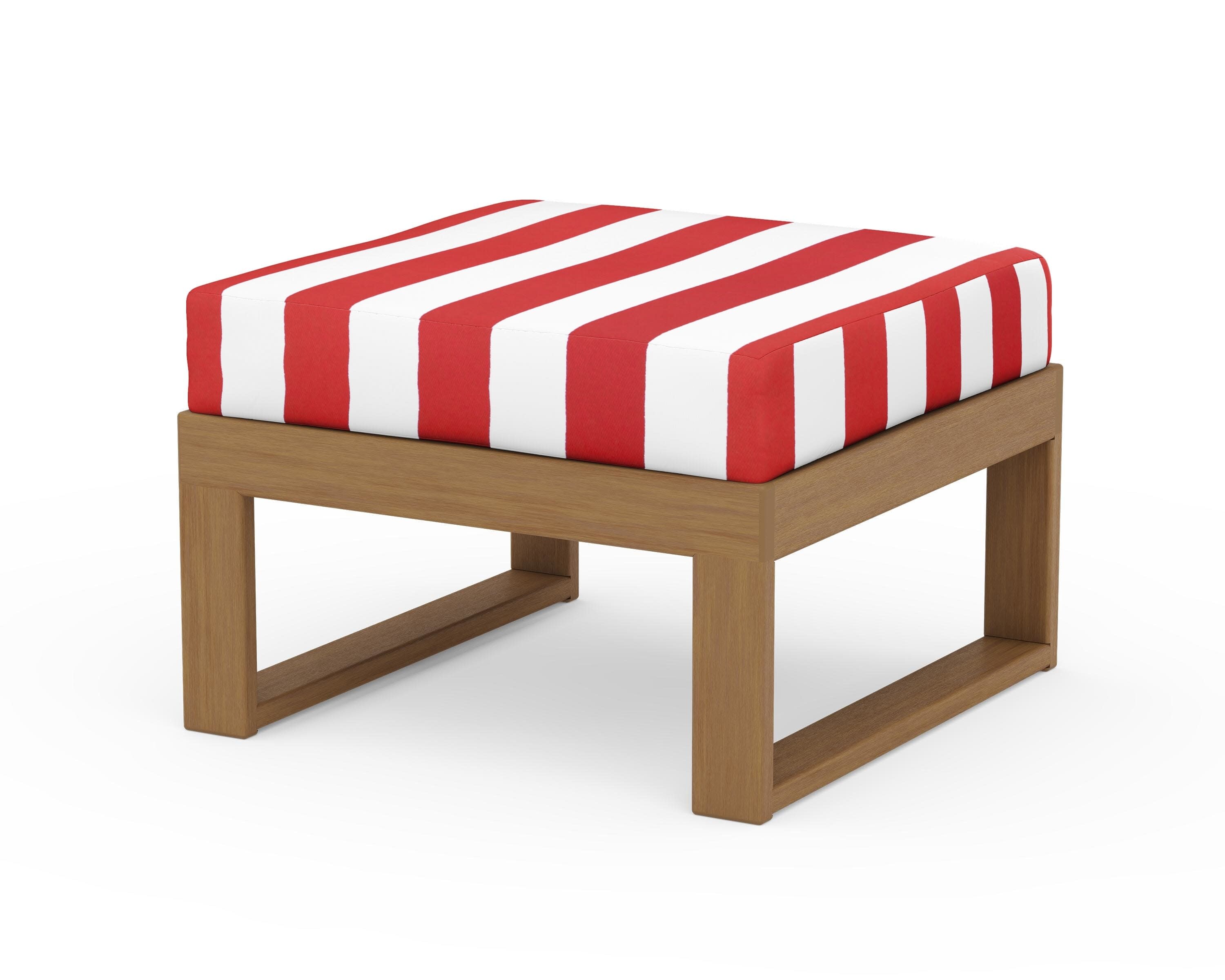 Modular Ottoman - Modern in Natural / Cabana Stripe Crimson