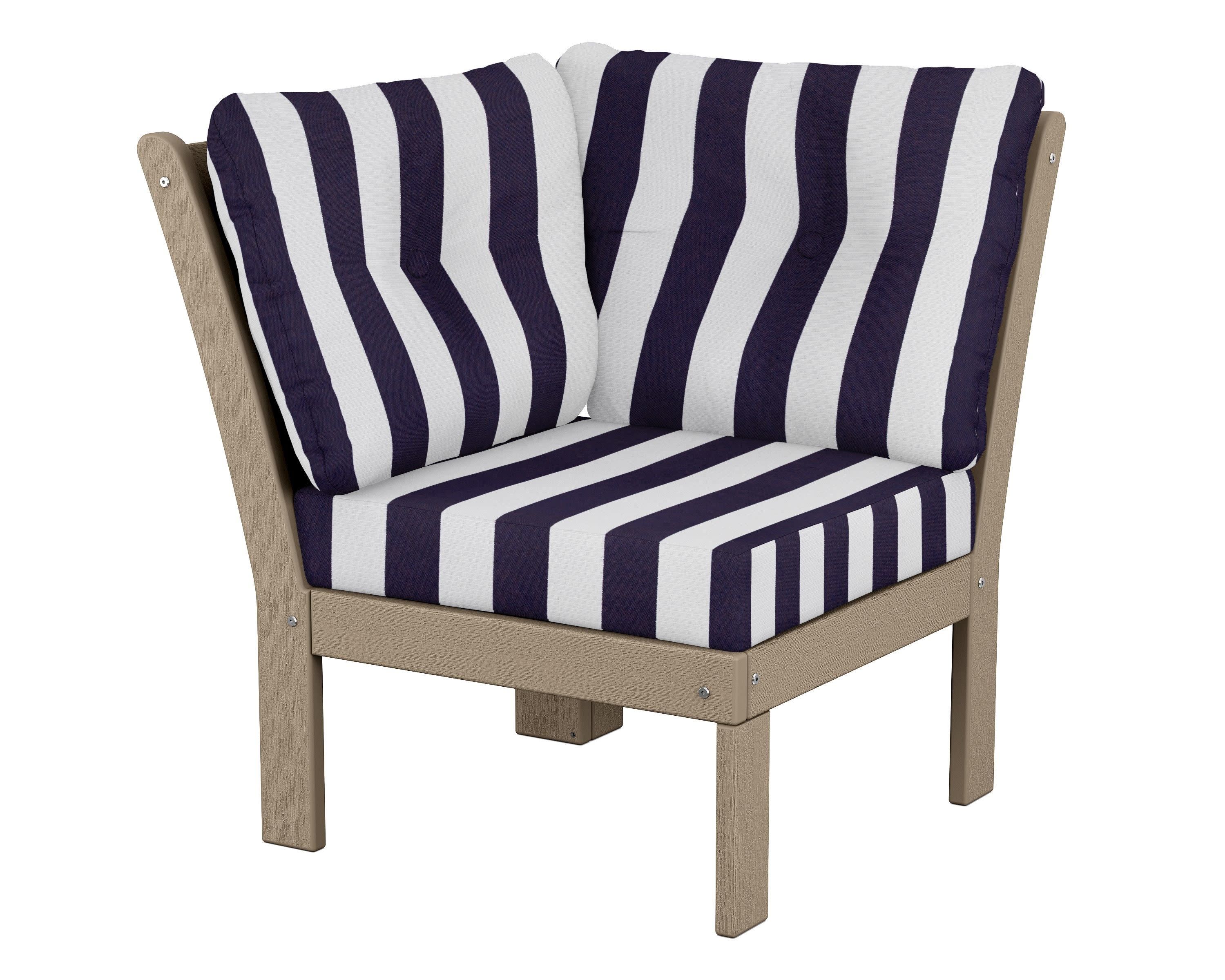 Vineyard Modular Corner Chair in Vintage Sahara / Cabana Stripe Navy