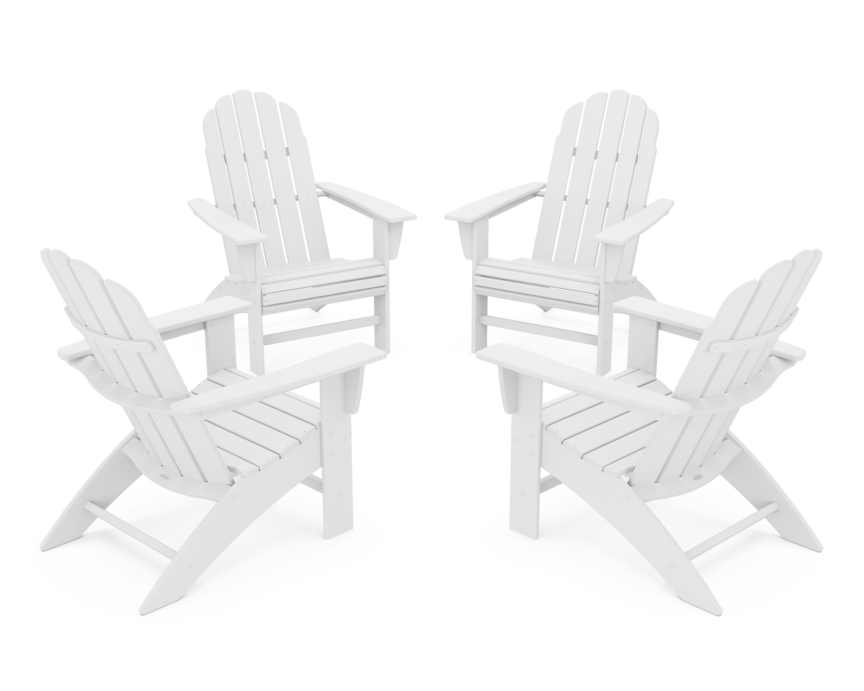 4-Piece Vineyard Curveback Adirondack Chair Conversation Set in White