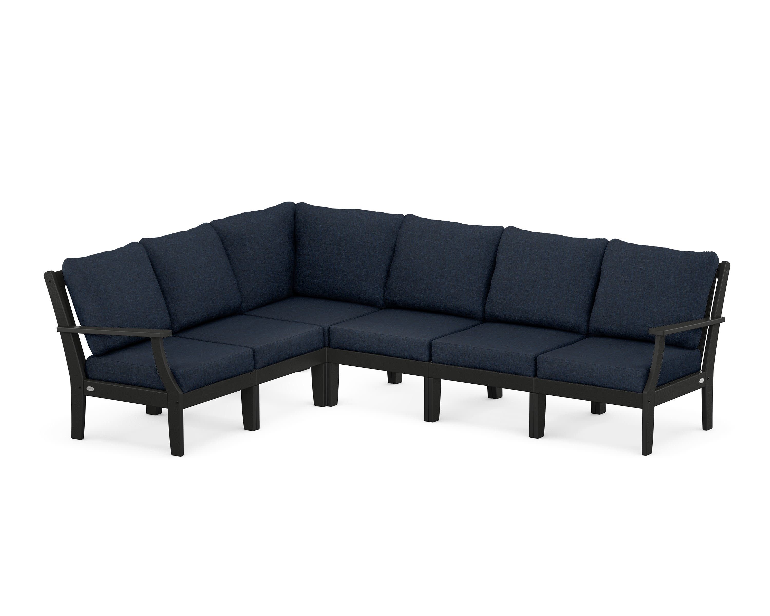 Braxton Modular 6-Piece Deep Seating Set in Black / Marine Indigo