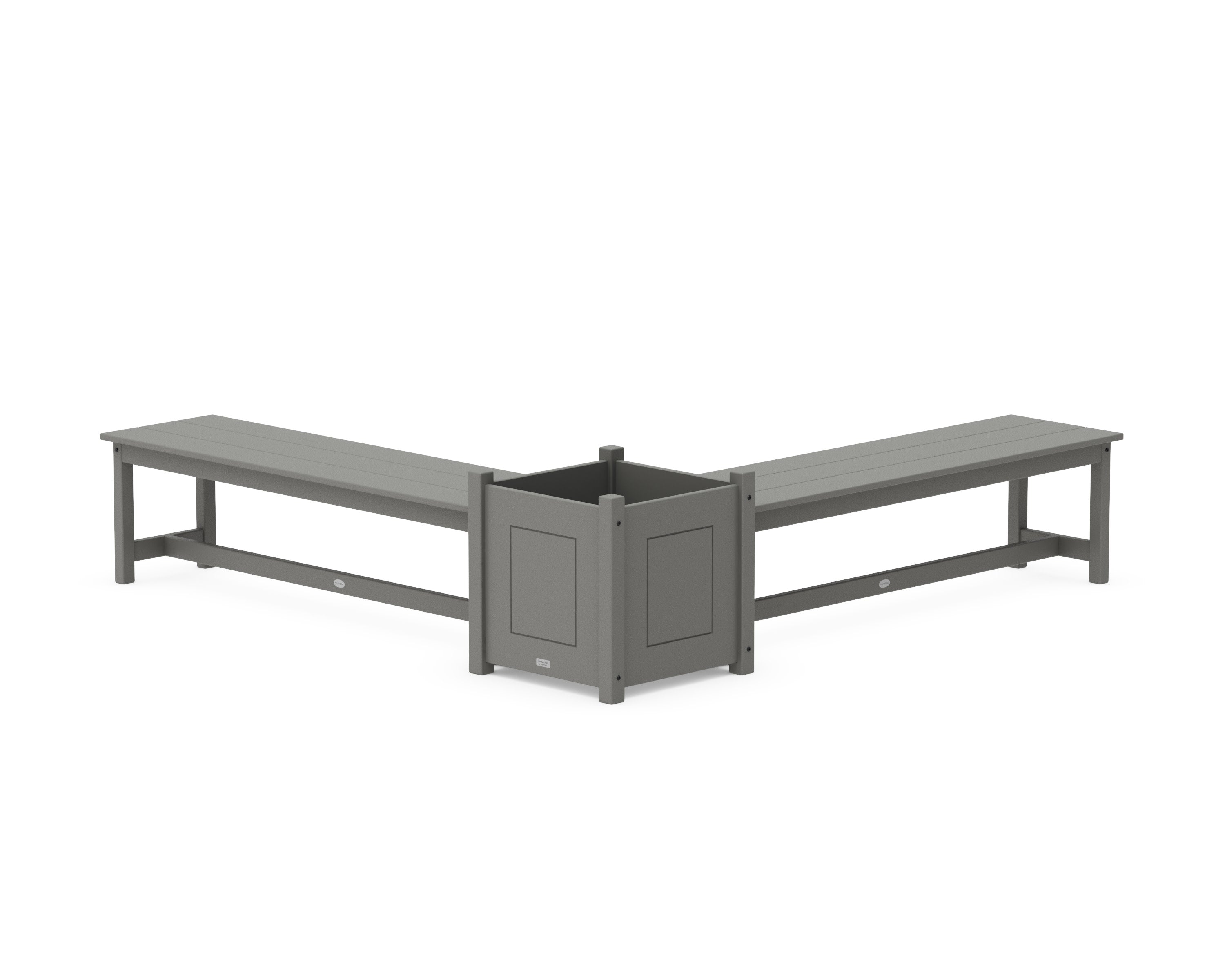 60" Country Living L- Shaped Planter Bench Set- Large in Slate Grey