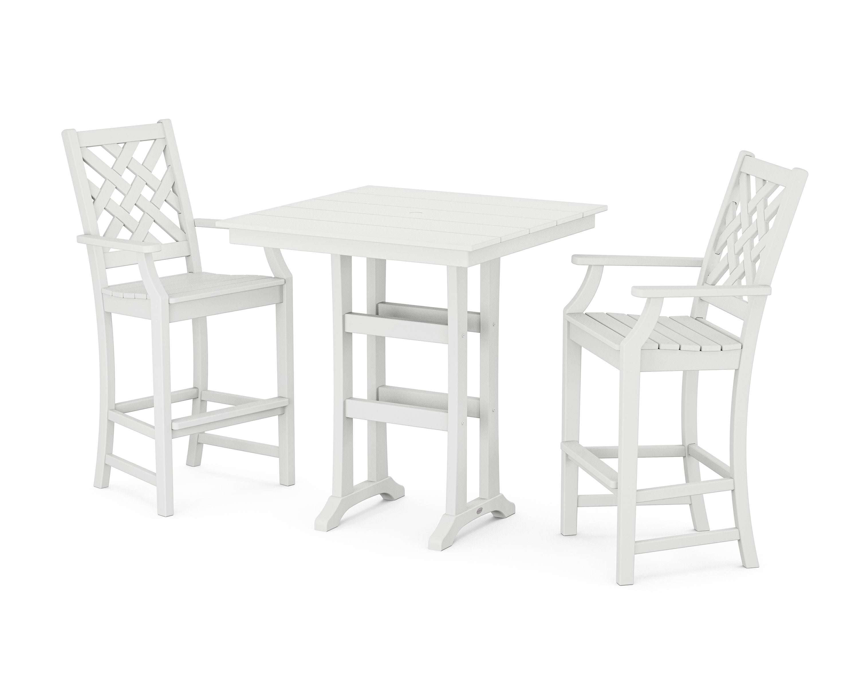 Wovendale 3-Piece Farmhouse Bar Set with Trestle Legs in White