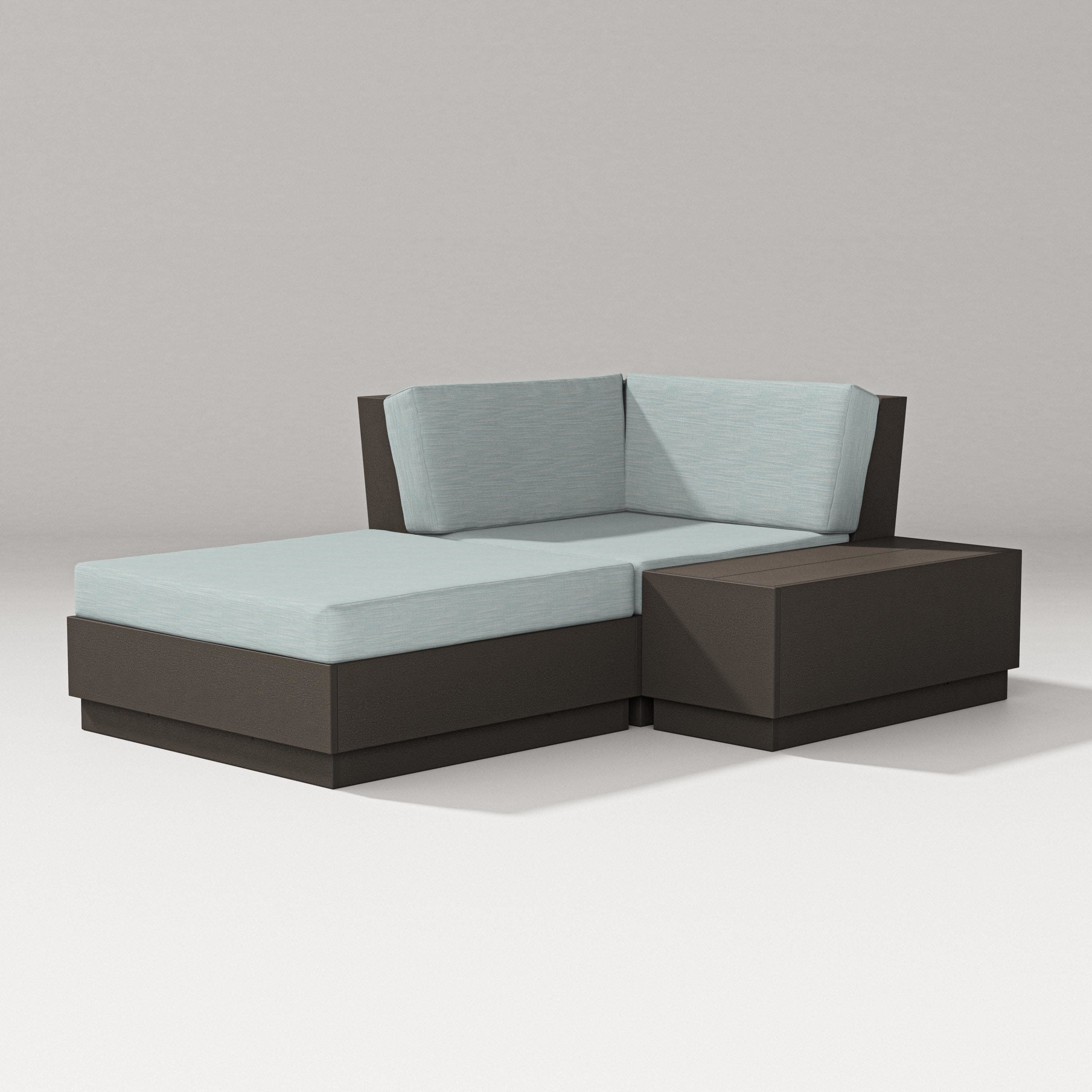 Elevate Corner Chaise in Vintage Coffee / Soothe Mist