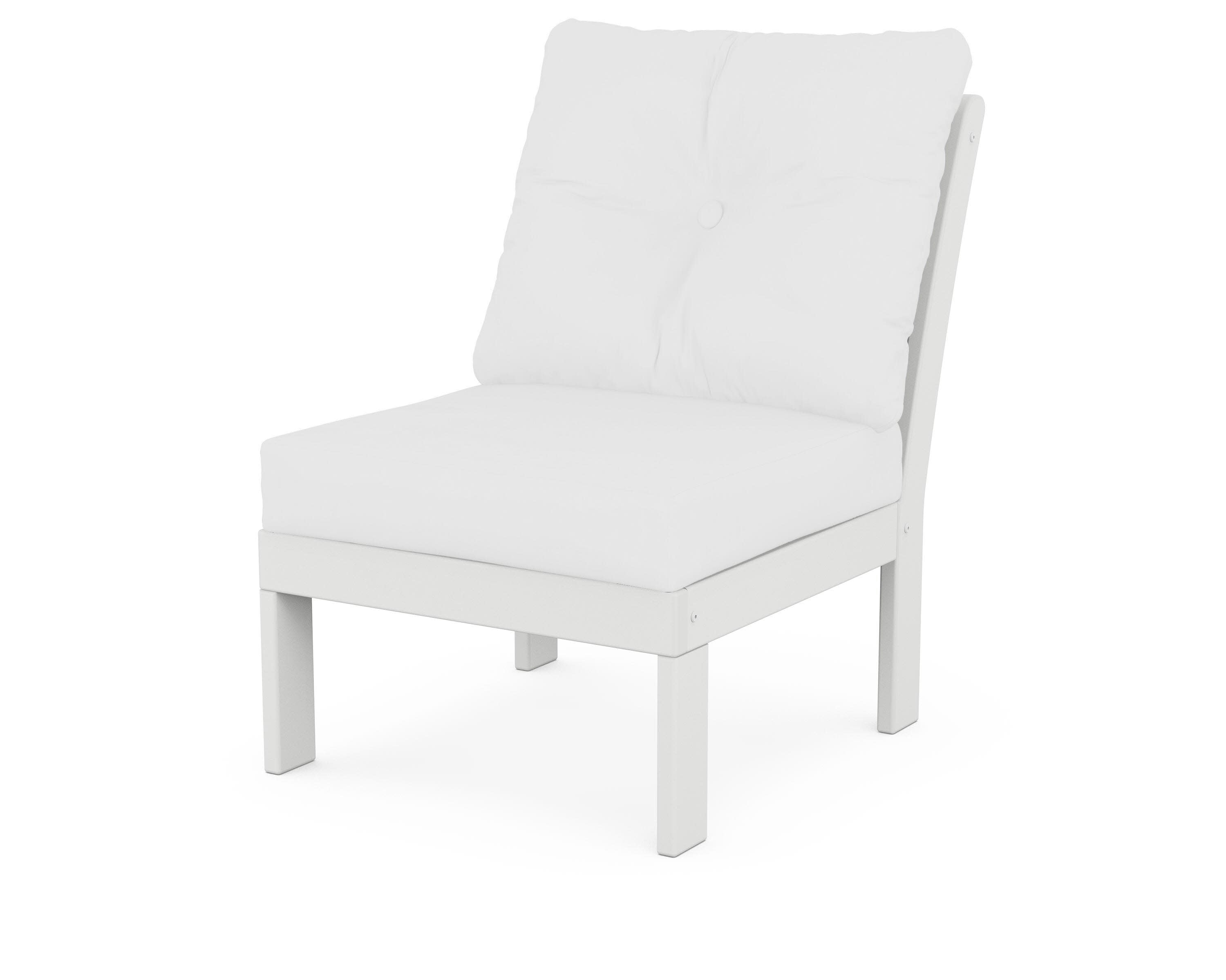Vineyard Modular Armless Chair in White / Natural