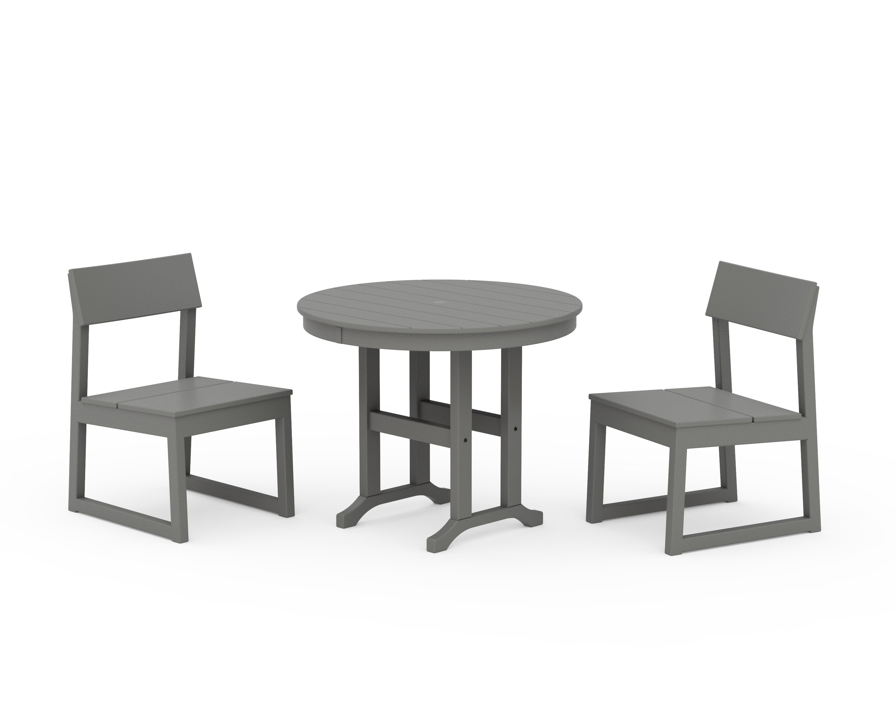 EDGE Side Chair 3-Piece Round Dining Set in Slate Grey