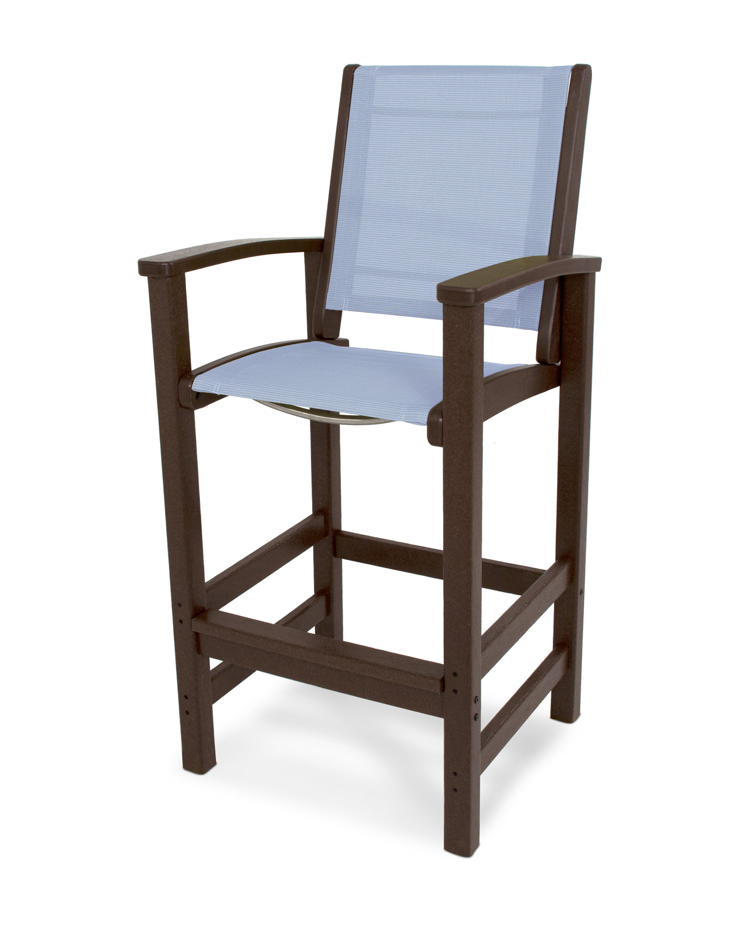 Coastal Bar Chair in Mahogany / Poolside Sling