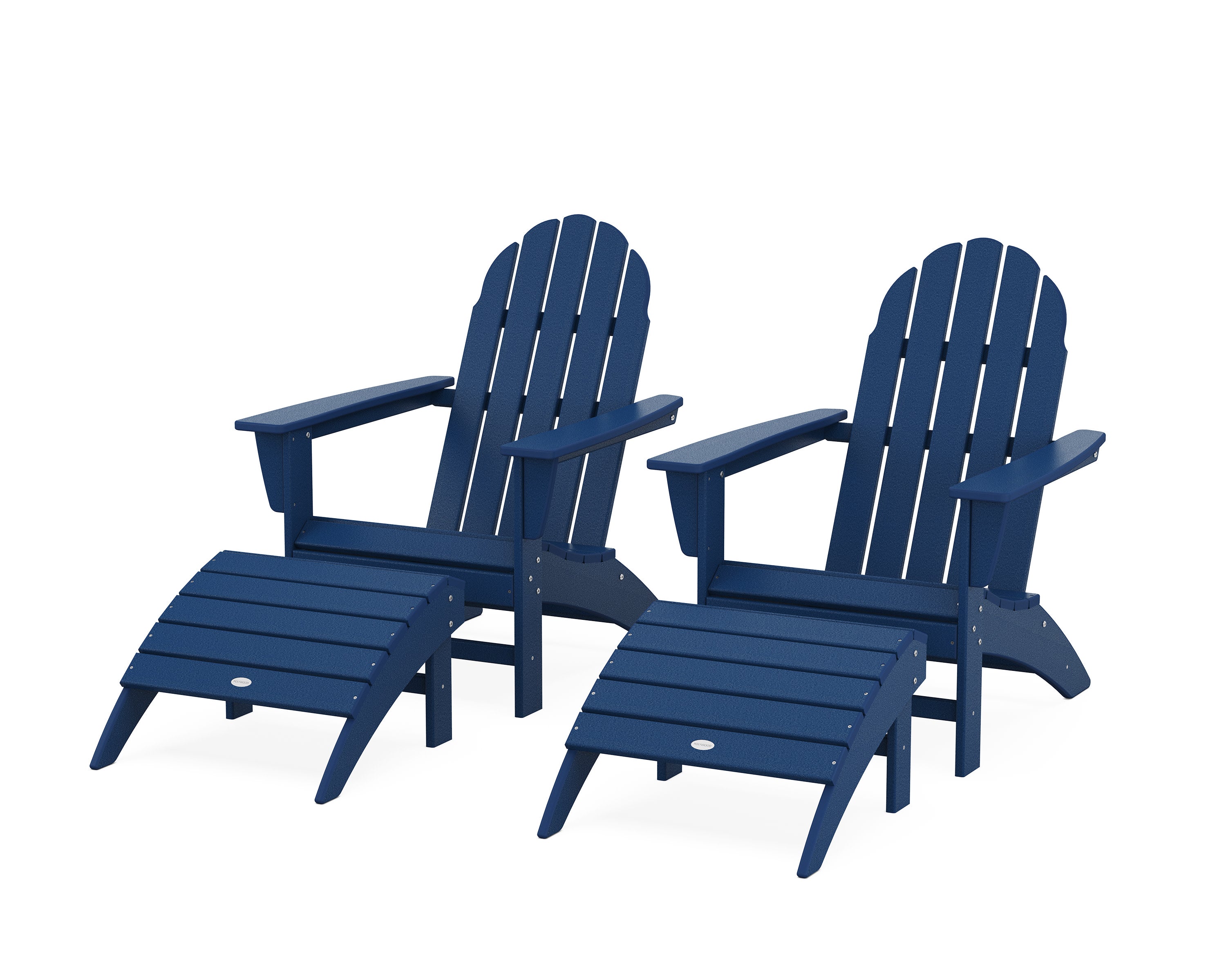 Vineyard Adirondack Chair 4-Piece Set with Ottomans in Navy