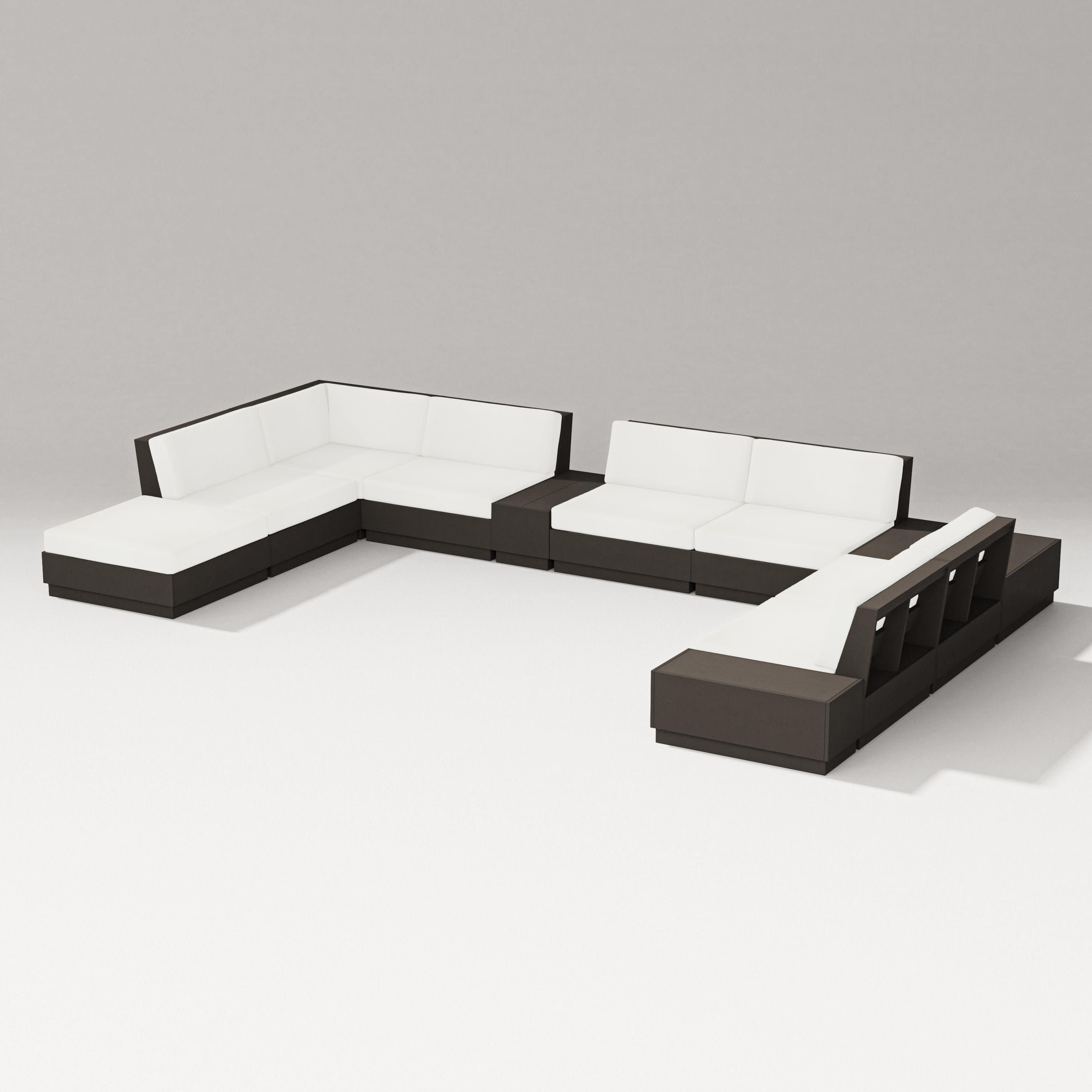Elevate 11-Piece Conversation Sectional Set in Vintage Coffee / Natural Linen