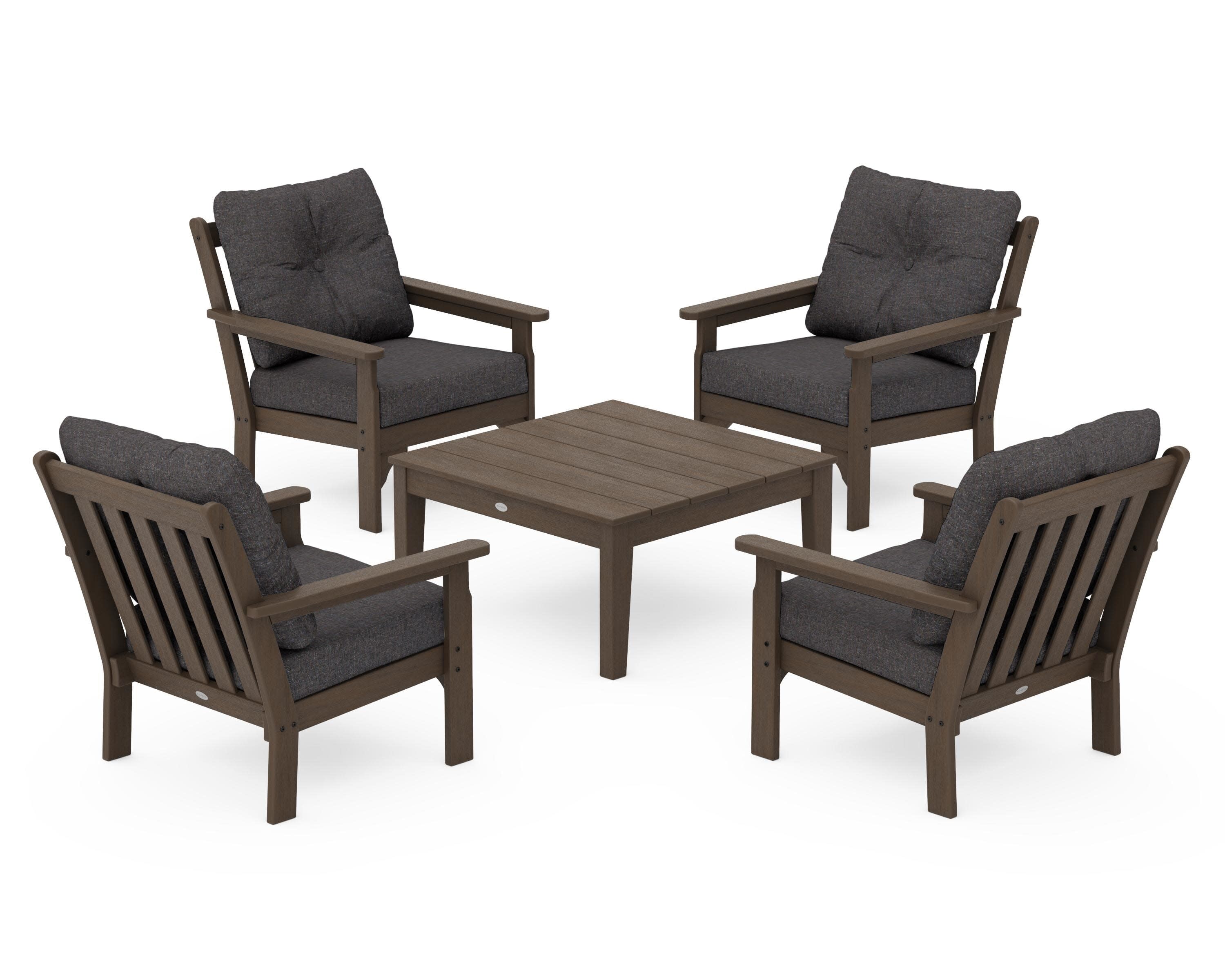 Vineyard 5-Piece Deep Seating Conversation Set in Kona / Ash Charcoal