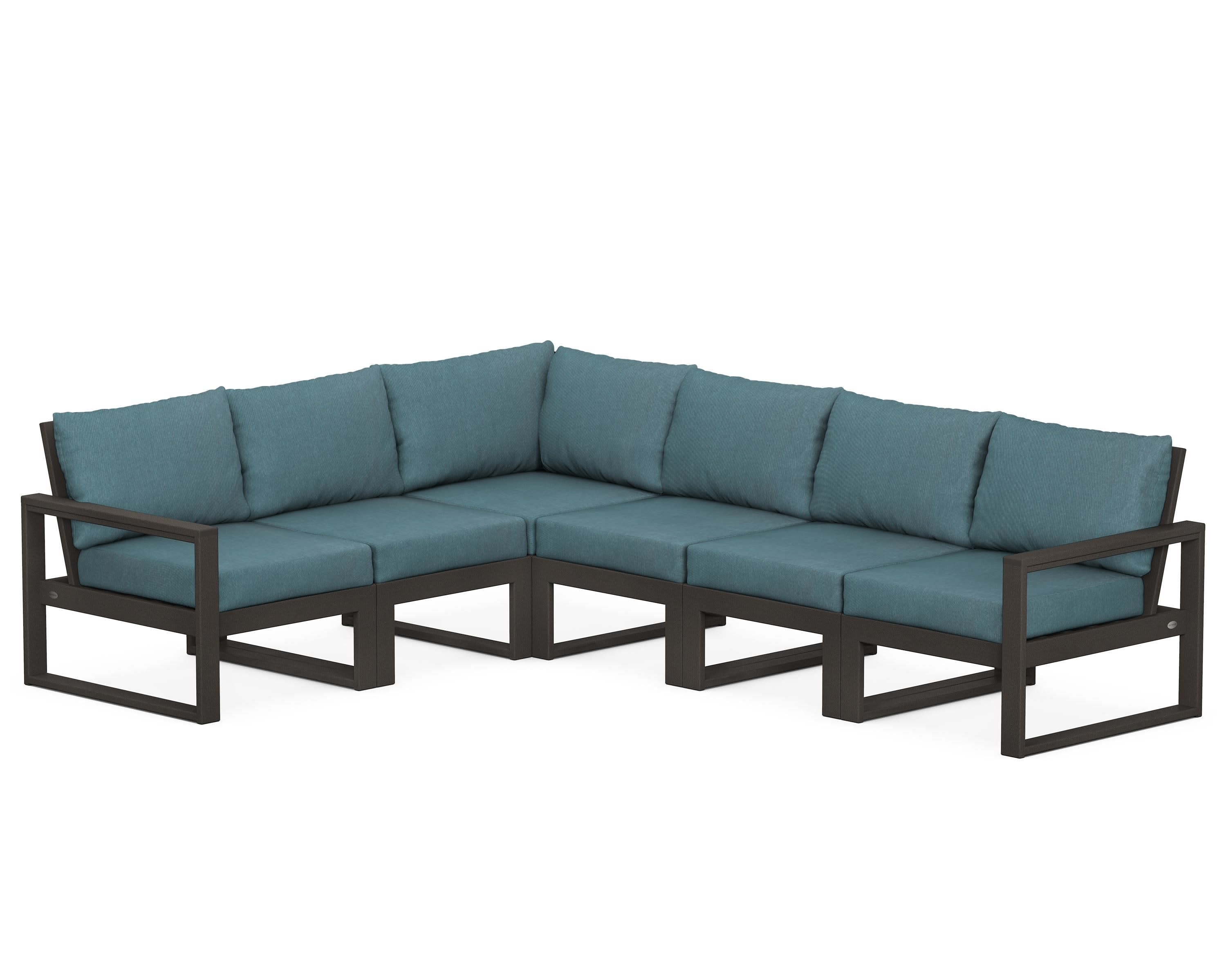 EDGE 6-Piece Modular Deep Seating Set in Vintage Coffee / Ocean Teal