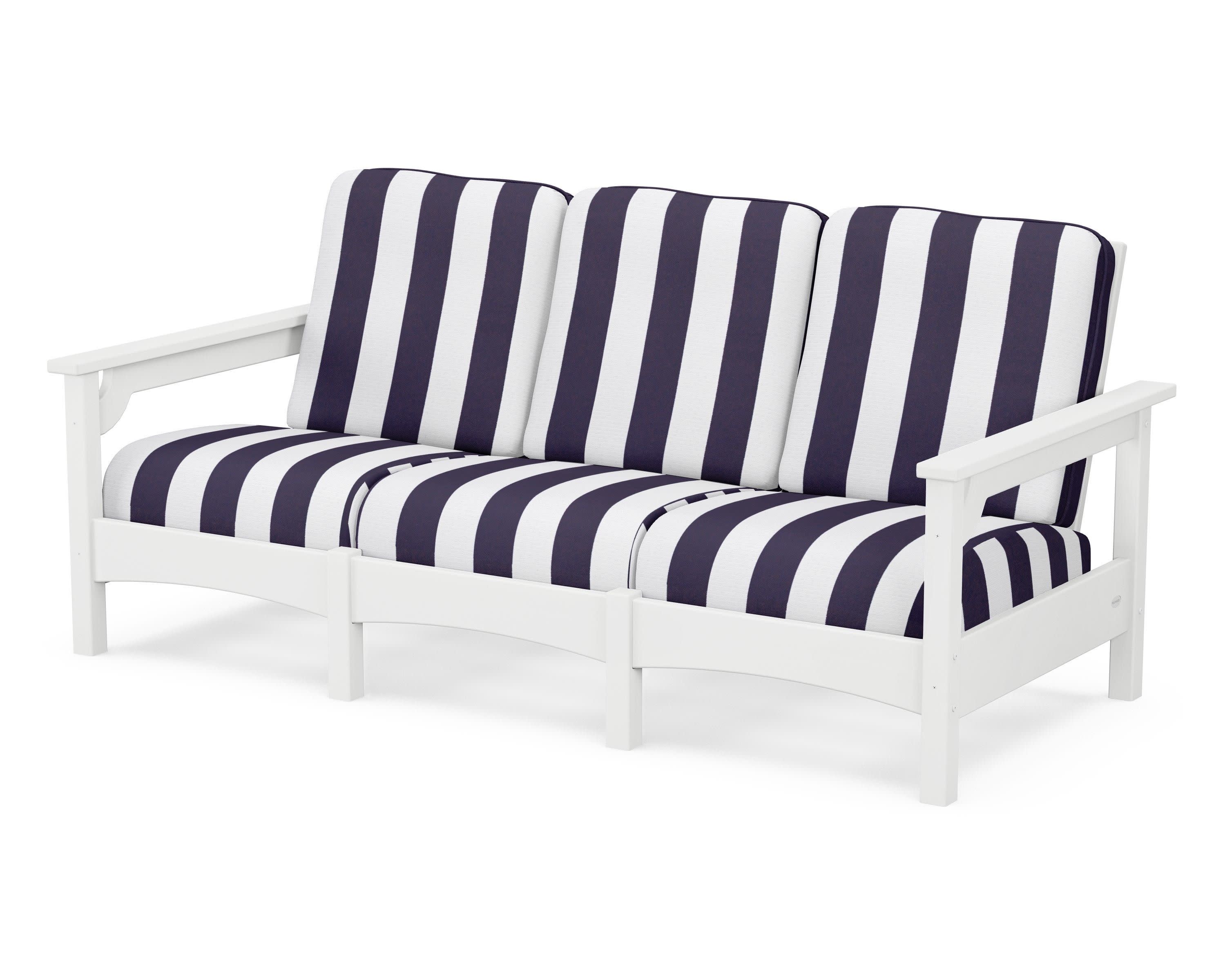 Club Sofa in White / Cabana Stripe Navy