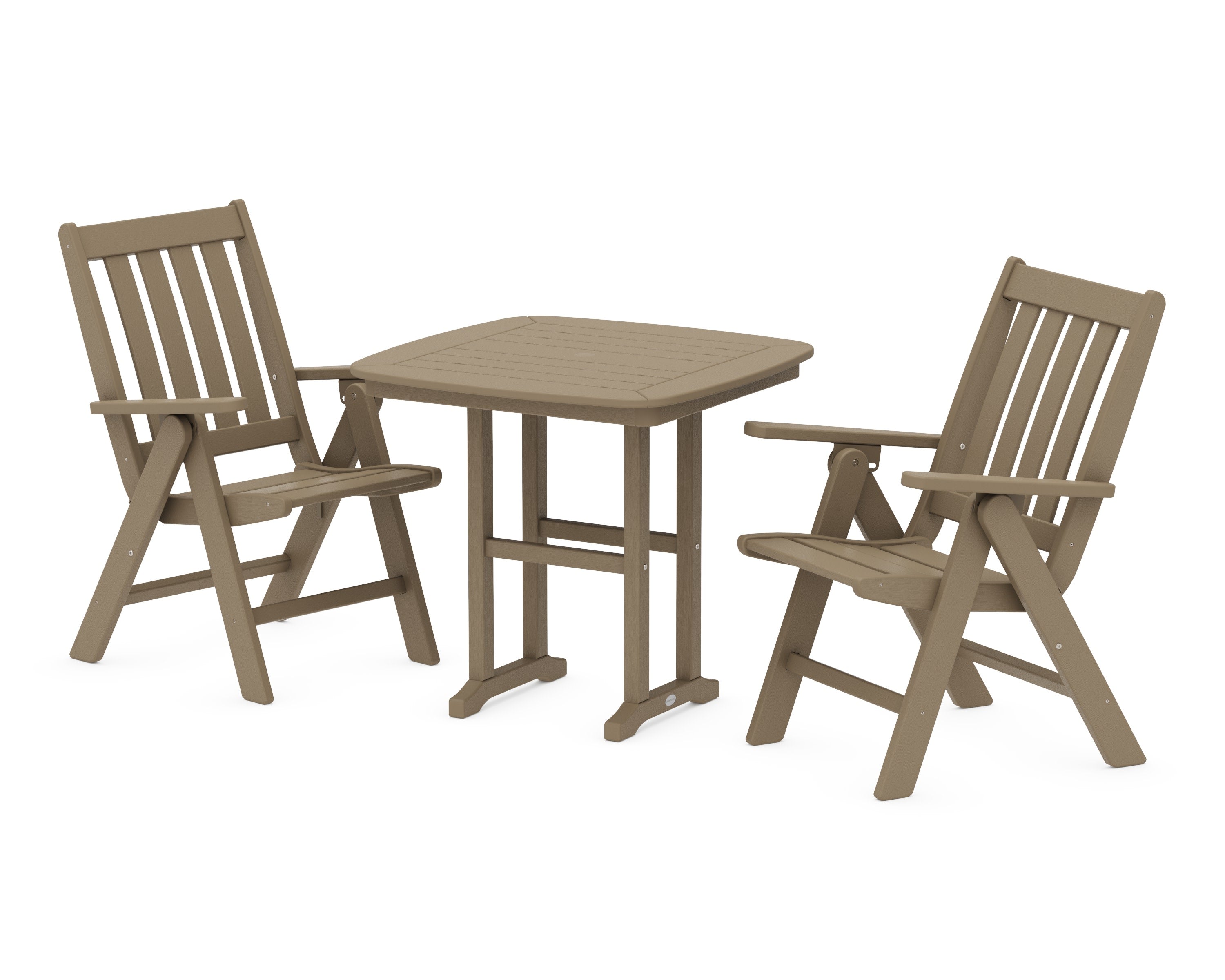Vineyard Folding Chair 3-Piece Dining Set in Vintage Sahara